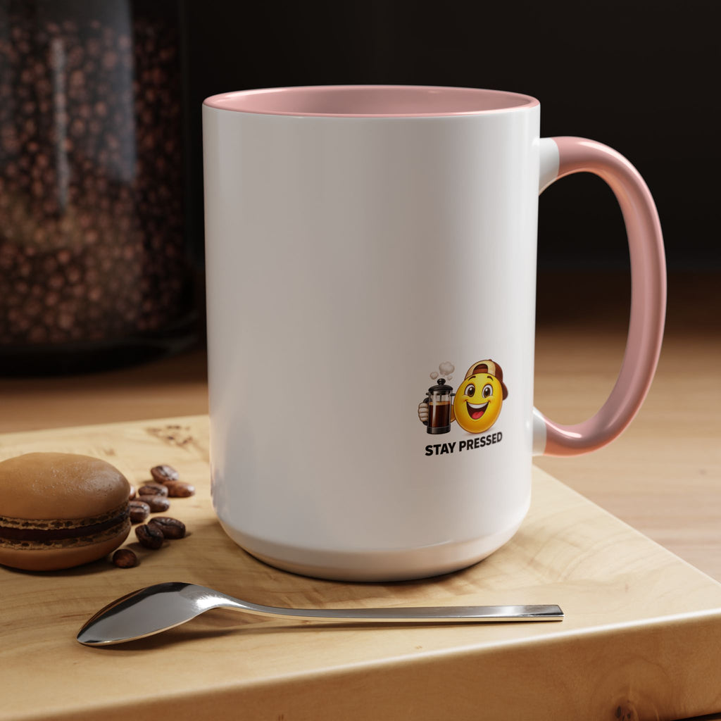 "I almost quit this job everyday" Espresso Mug — Funny Coffee Emoji Accent Mug (11/15 oz)