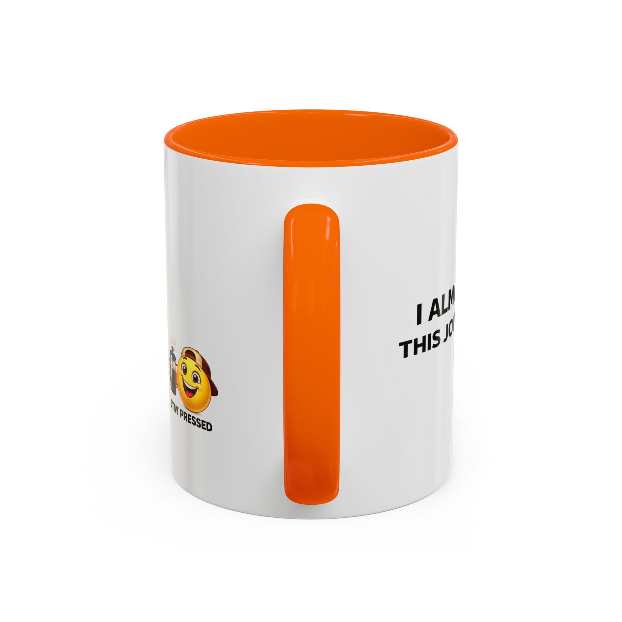 "I almost quit this job everyday" Espresso Mug — Funny Coffee Emoji Accent Mug (11/15 oz)