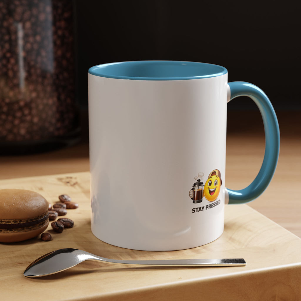 "I almost quit this job everyday" Espresso Mug — Funny Coffee Emoji Accent Mug (11/15 oz)