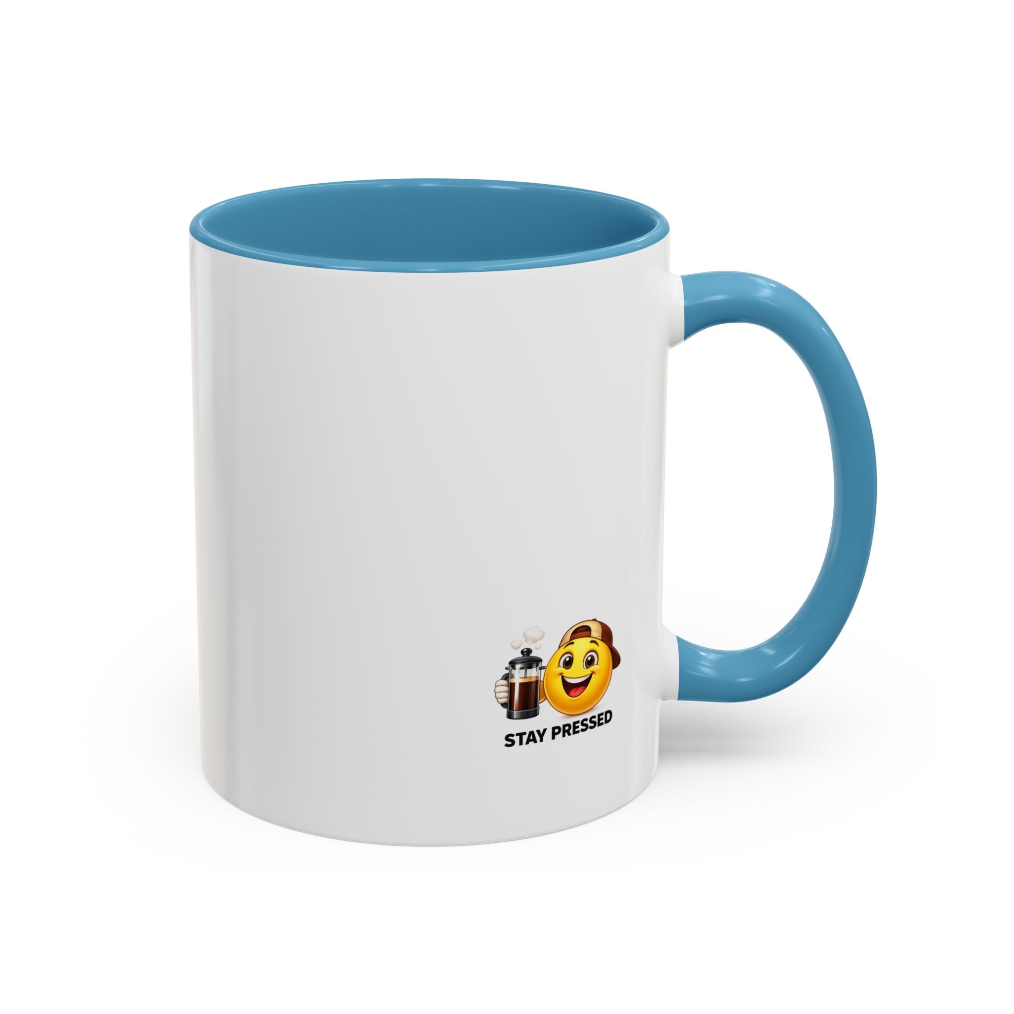 Stay Pressed Coffee Mug — Funny Espresso Emoji Accent Ceramic Mug (11/15oz)