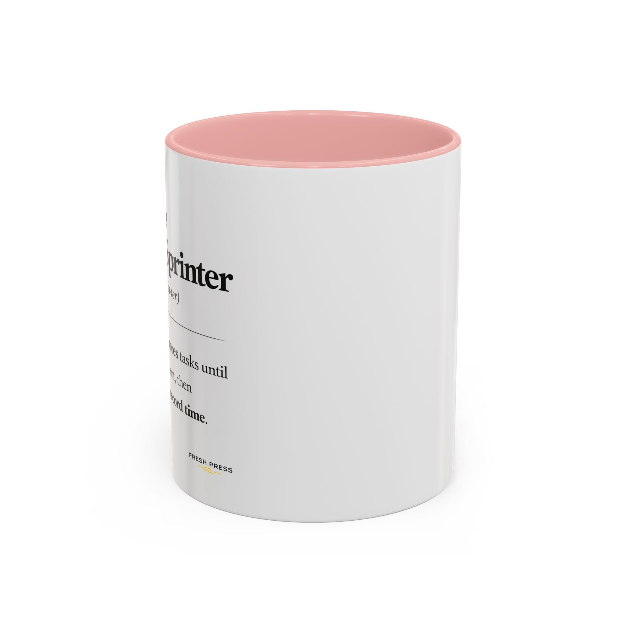 "The Deadline Sprinter" Coffee Mug — Funny Espresso Barista Accent Mug (11/15oz)