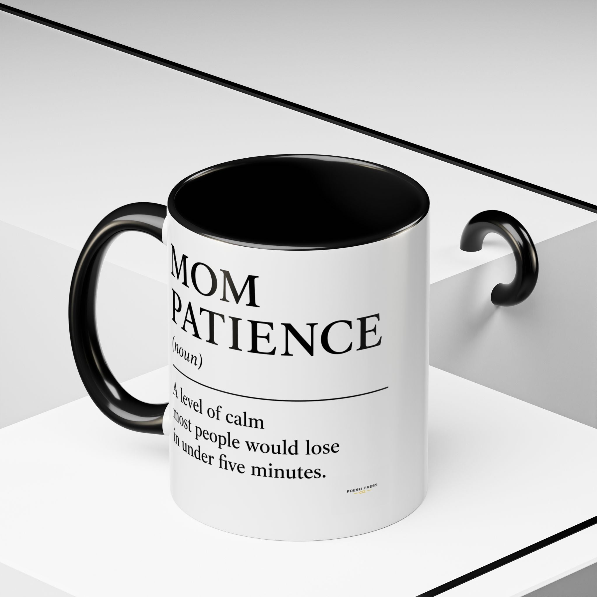 Stay Pressed Coffee Mug — Funny Espresso Emoji Accent Ceramic Mug (11/15oz)