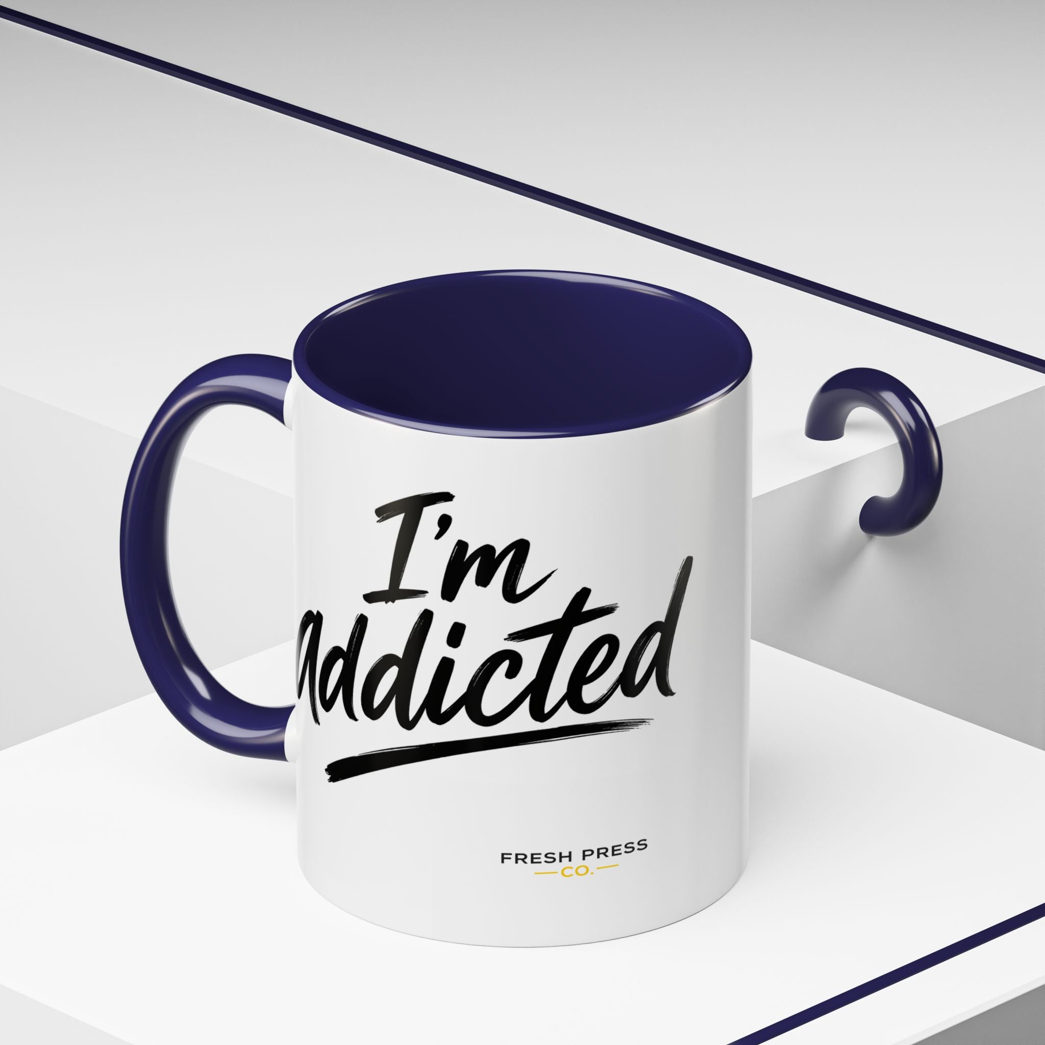 "Im Addicted" Coffee Mug – Funny Emoji Espresso Cup (11/15oz)