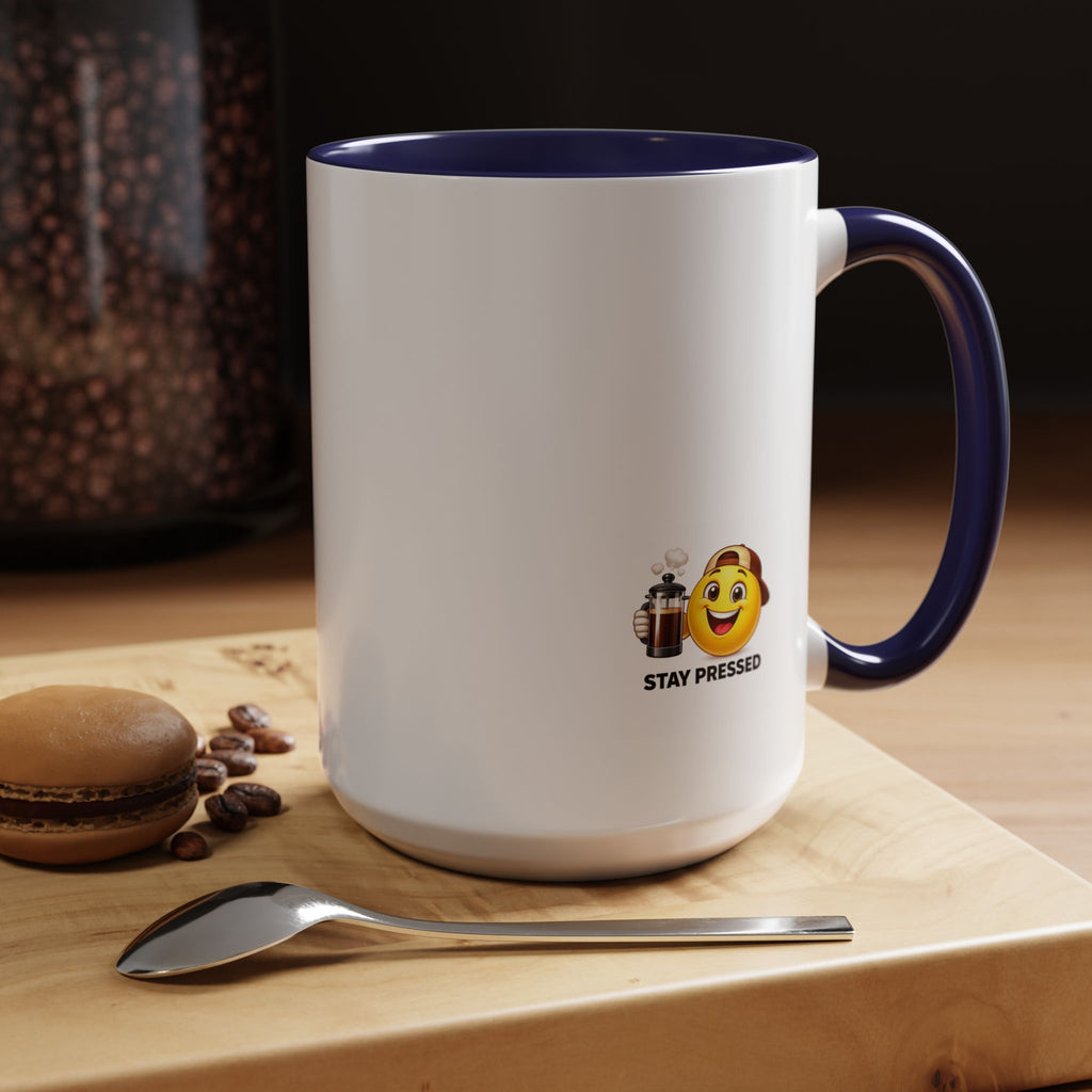 "I almost quit this job everyday" Espresso Mug — Funny Coffee Emoji Accent Mug (11/15 oz)