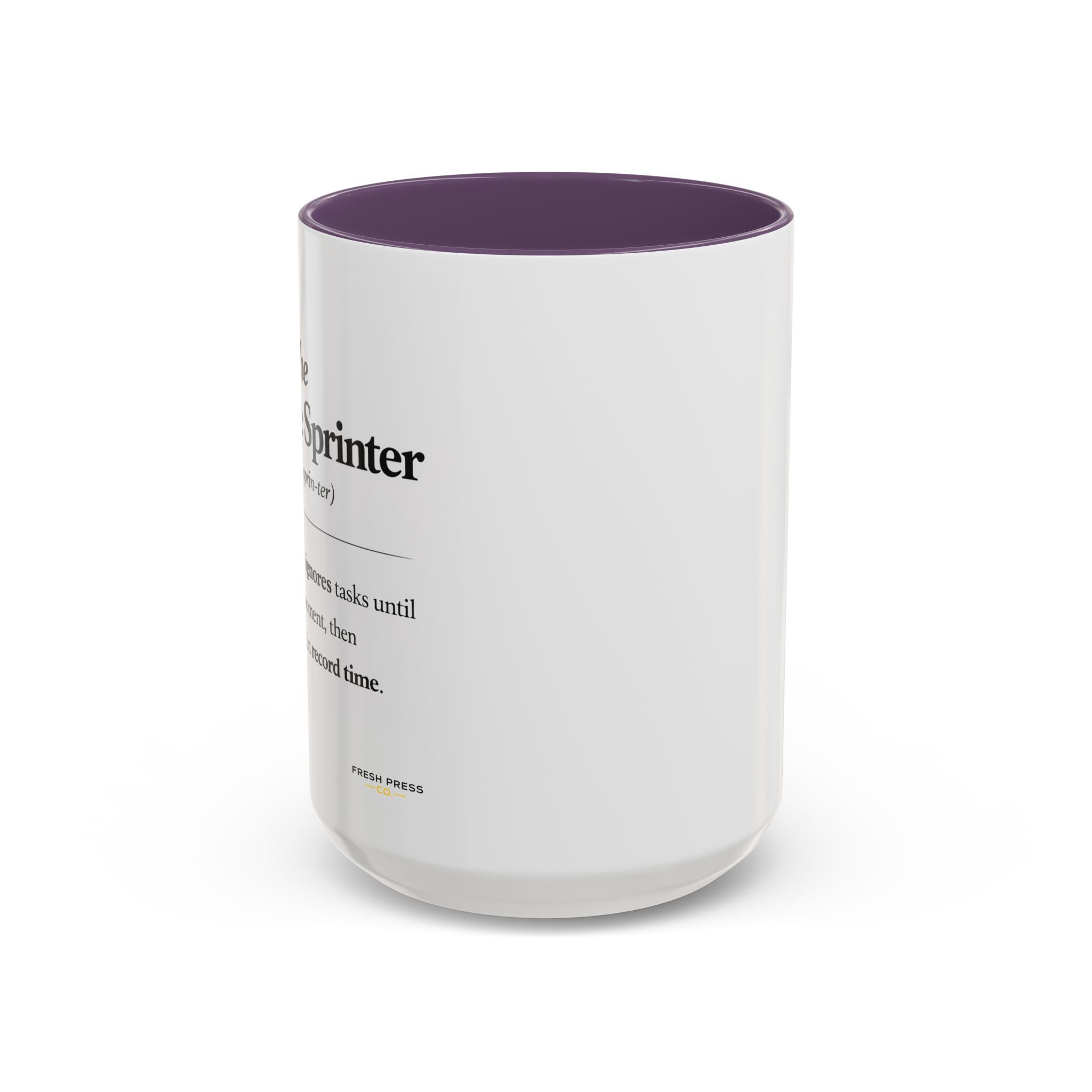 "The Deadline Sprinter" Coffee Mug — Funny Espresso Barista Accent Mug (11/15oz)