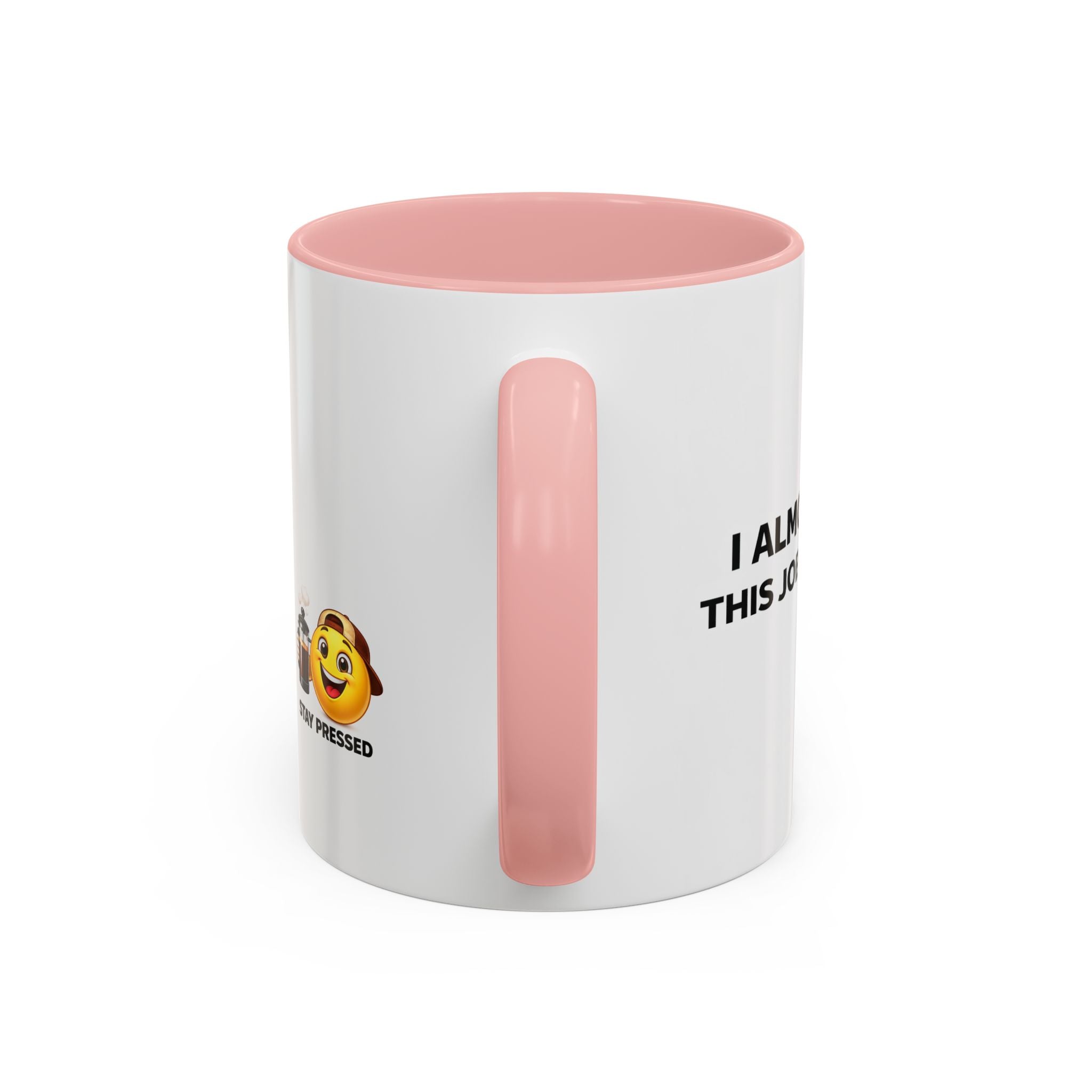 "I almost quit this job everyday" Espresso Mug — Funny Coffee Emoji Accent Mug (11/15 oz)