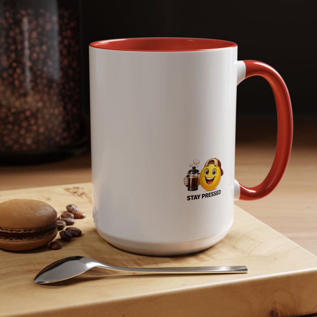 "I almost quit this job everyday" Espresso Mug — Funny Coffee Emoji Accent Mug (11/15 oz)