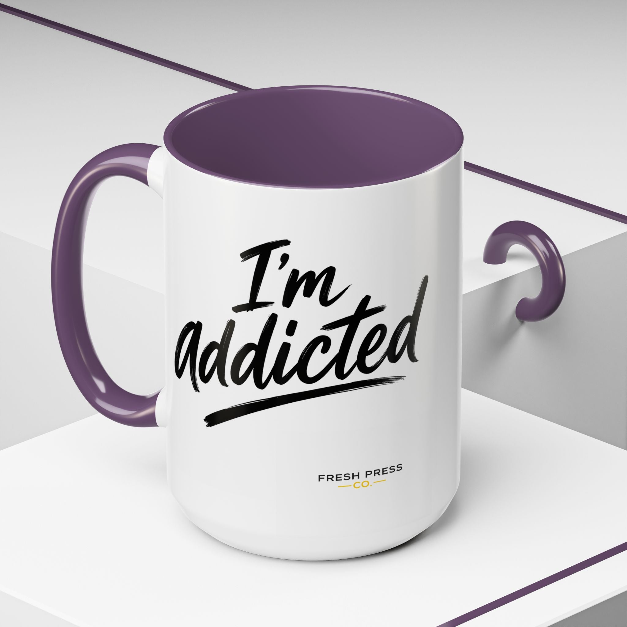 "Im Addicted" Coffee Mug – Funny Emoji Espresso Cup (11/15oz)