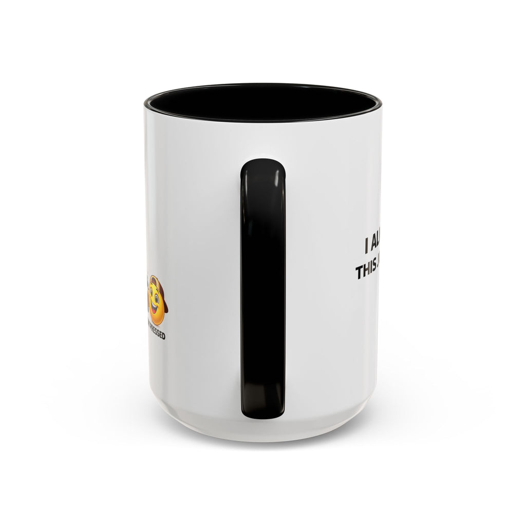 "I almost quit this job everyday" Espresso Mug — Funny Coffee Emoji Accent Mug (11/15 oz)