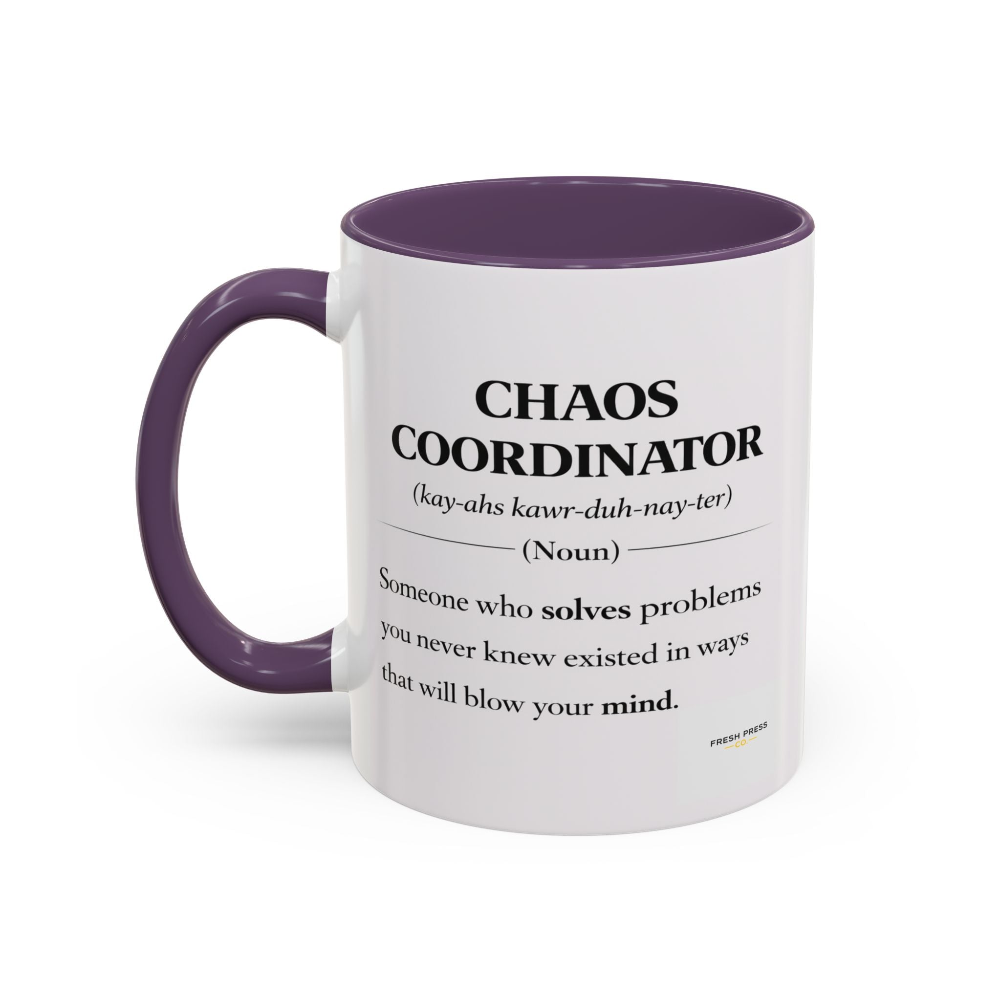 "Chaos Coordinator" Coffee Mug — Funny Definition Mug for Problem Solvers (11/15oz)