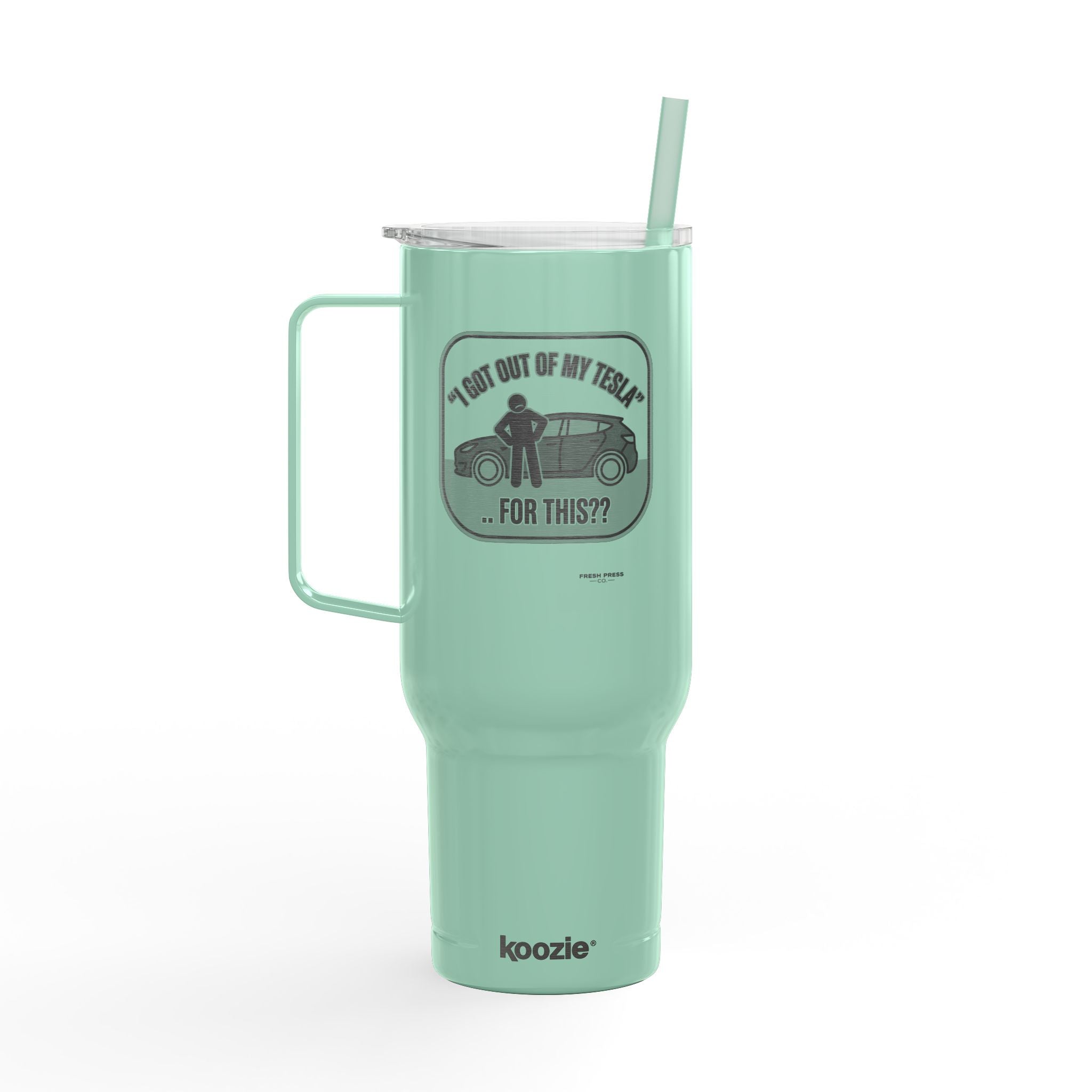 "I Got Out Of My Tesla For This?" 40oz Insulated Travel Tumbler – Engraved Car Lover Gift