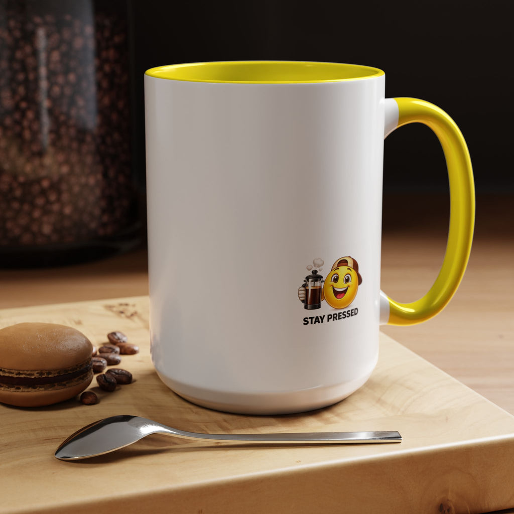 "I almost quit this job everyday" Espresso Mug — Funny Coffee Emoji Accent Mug (11/15 oz)