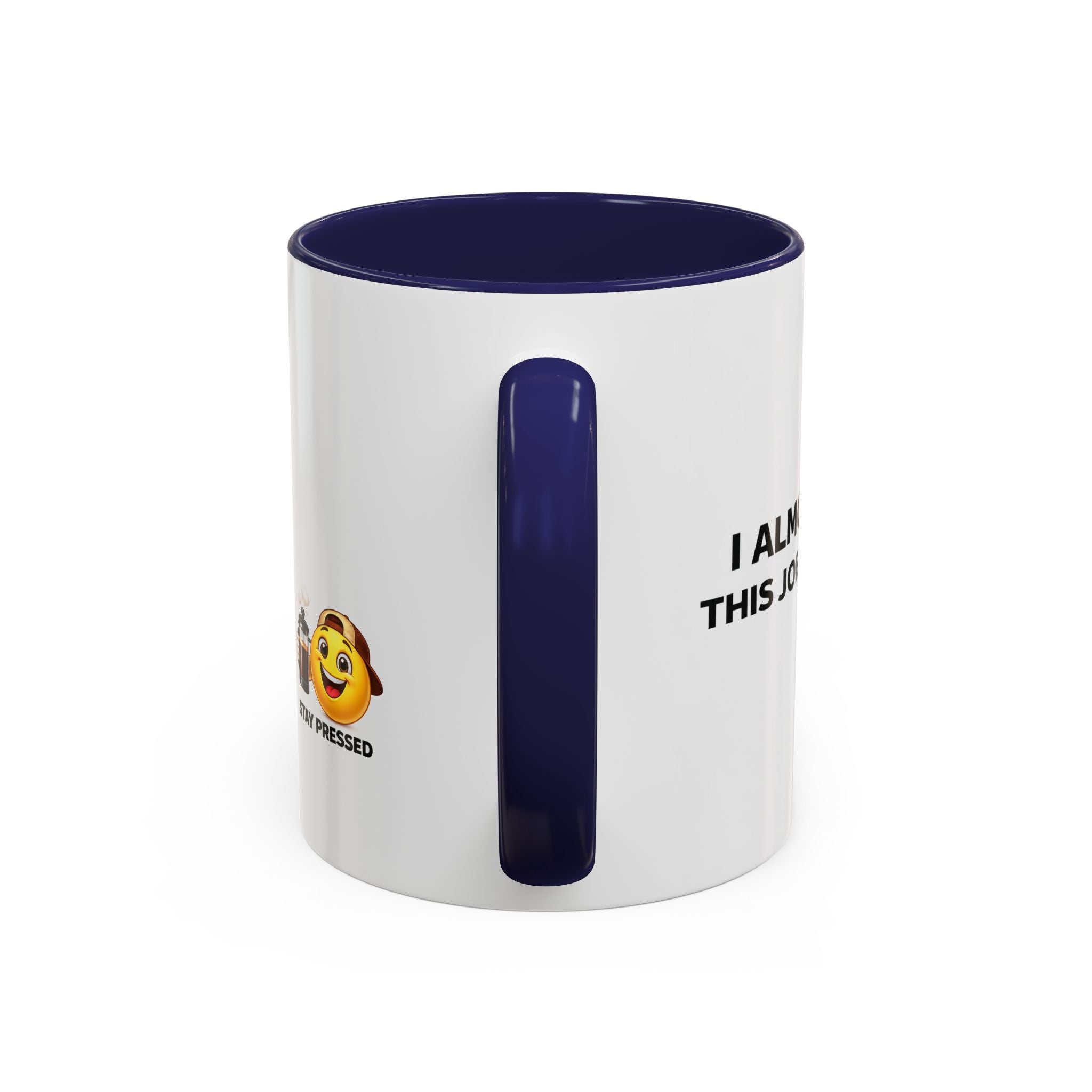 "I almost quit this job everyday" Espresso Mug — Funny Coffee Emoji Accent Mug (11/15 oz)