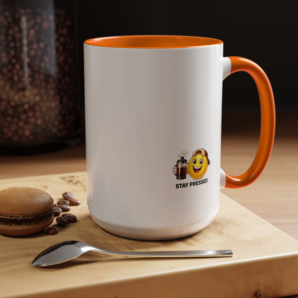 "I almost quit this job everyday" Espresso Mug — Funny Coffee Emoji Accent Mug (11/15 oz)