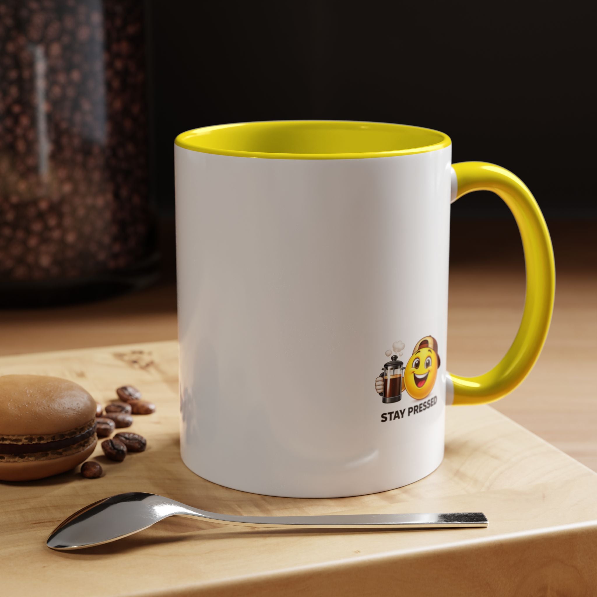 "I almost quit this job everyday" Espresso Mug — Funny Coffee Emoji Accent Mug (11/15 oz)