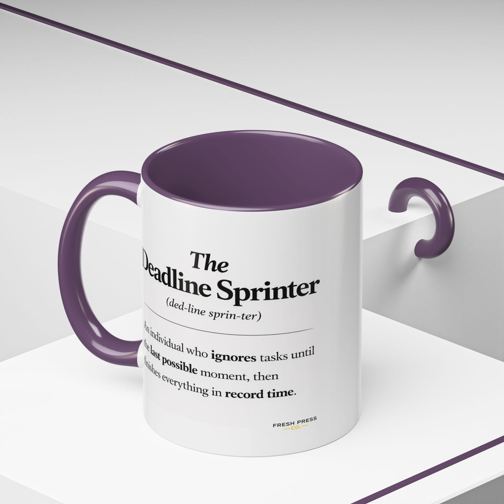 "The Deadline Sprinter" Coffee Mug — Funny Espresso Barista Accent Mug (11/15oz)