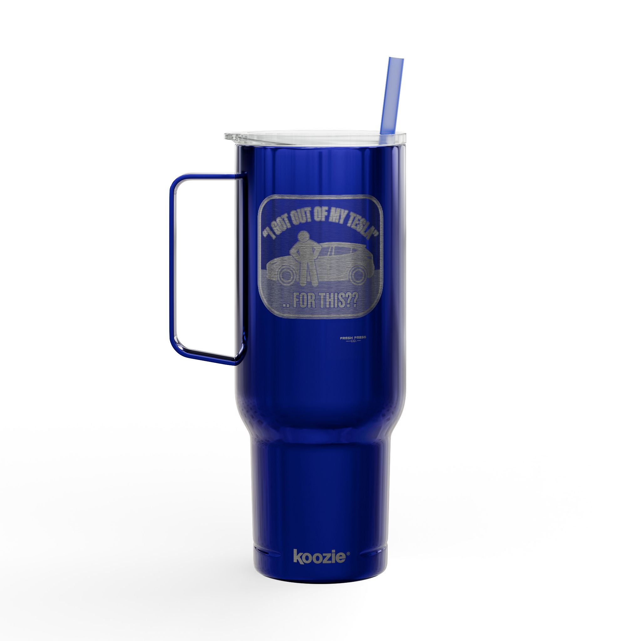 "I Got Out Of My Tesla For This?" 40oz Insulated Travel Tumbler – Engraved Car Lover Gift