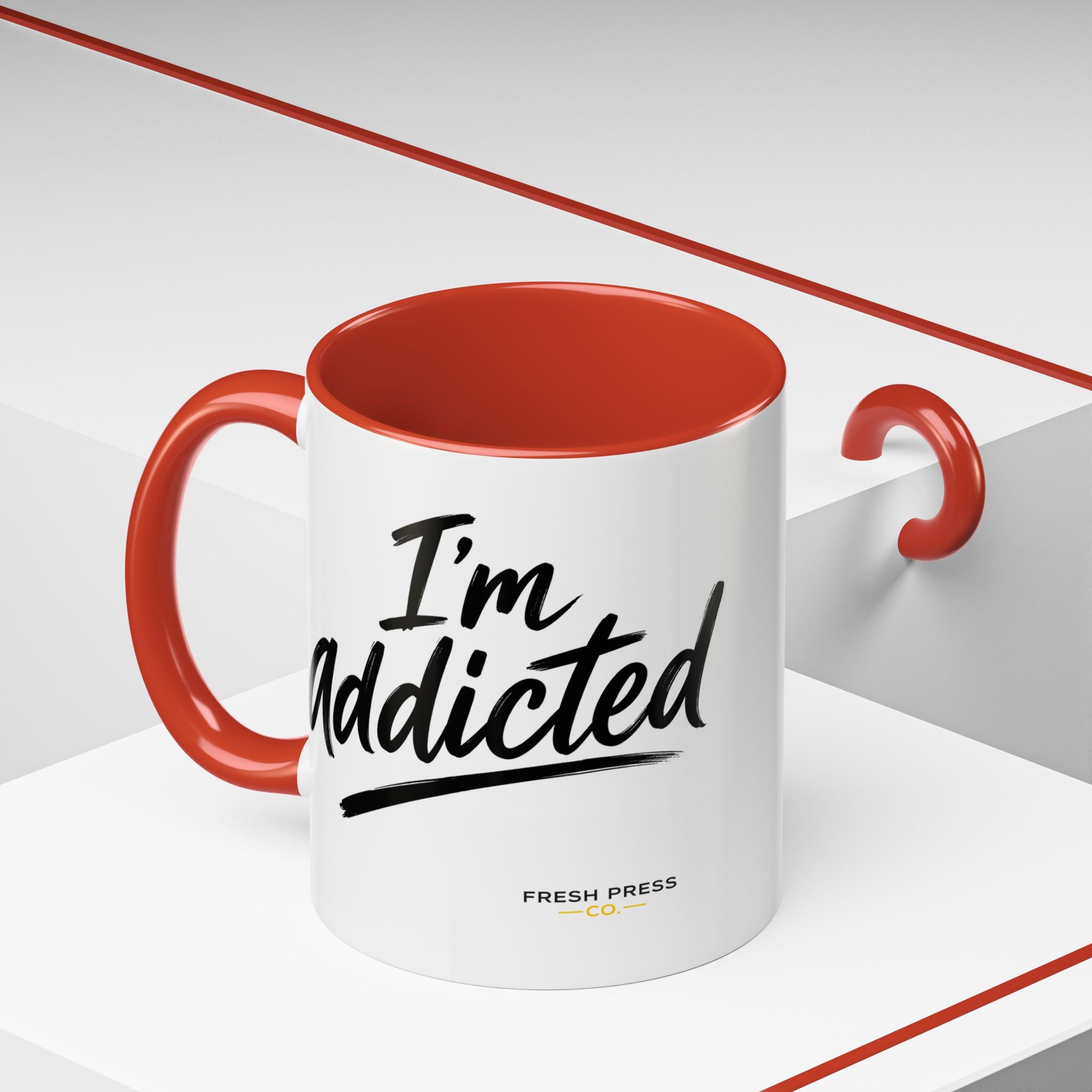 "Im Addicted" Coffee Mug – Funny Emoji Espresso Cup (11/15oz)