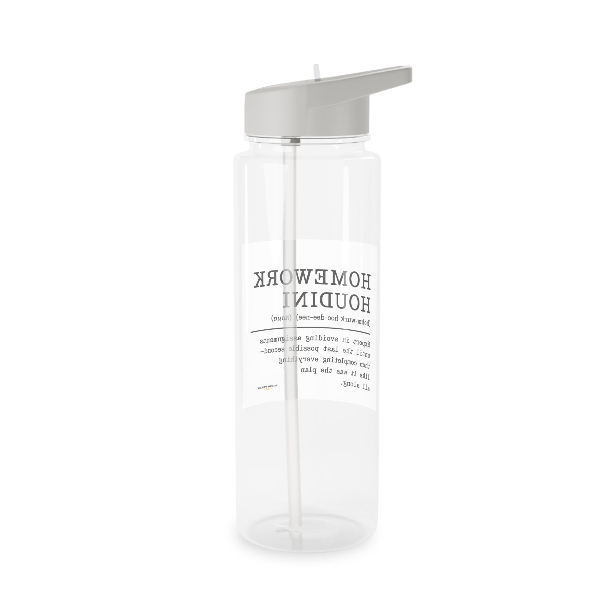 "Homework Houdini" Tritan Water Bottle – Funny Student Definition Bottle with Straw Lid