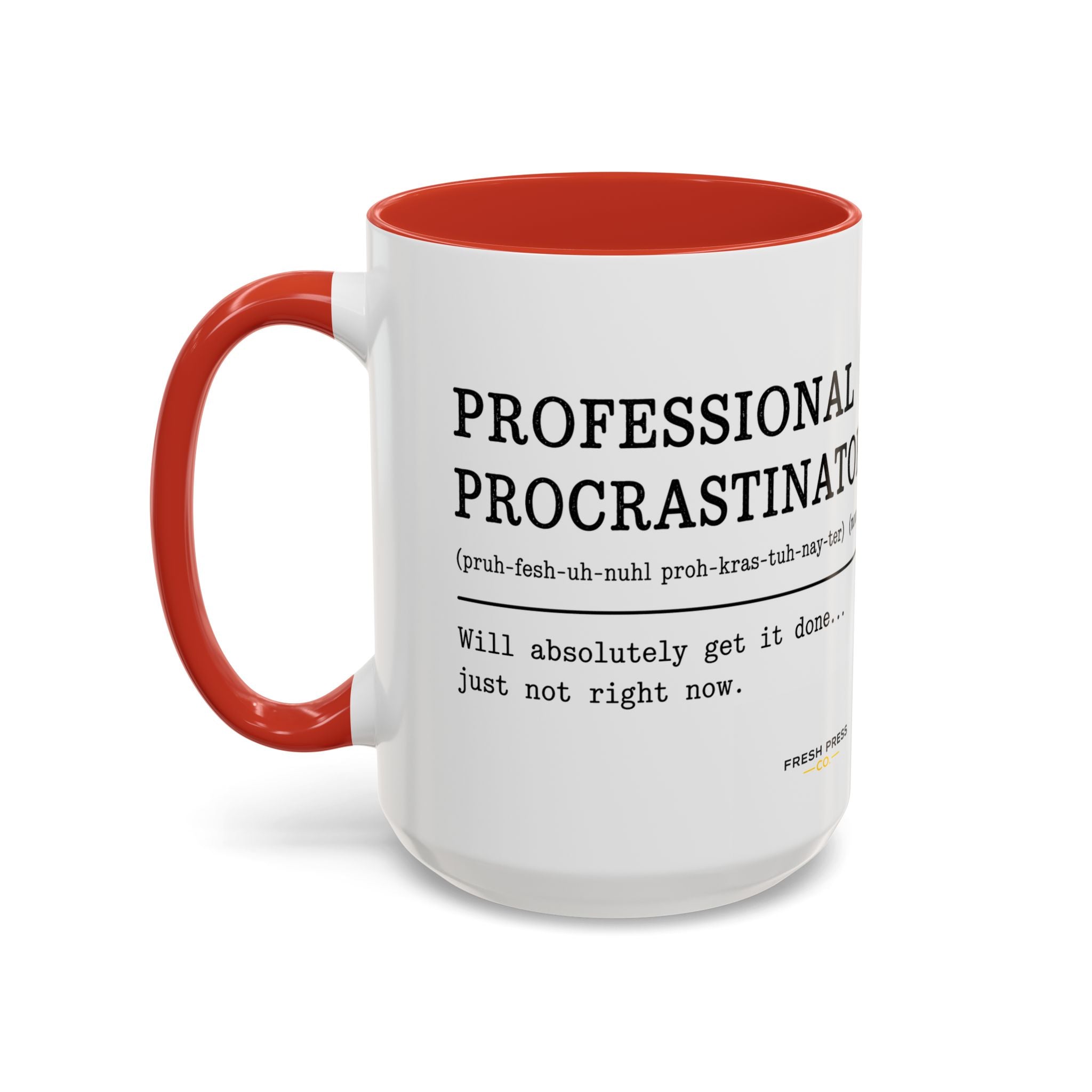 "Professional Procrastinator" Accent Coffee Mug — Funny Student Gift (11/15oz)