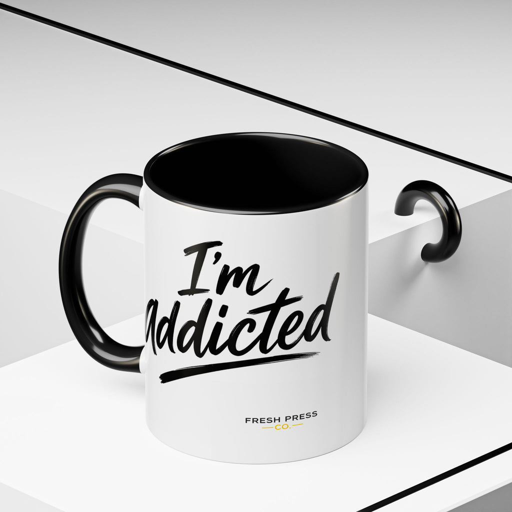 "Im Addicted" Coffee Mug – Funny Emoji Espresso Cup (11/15oz)