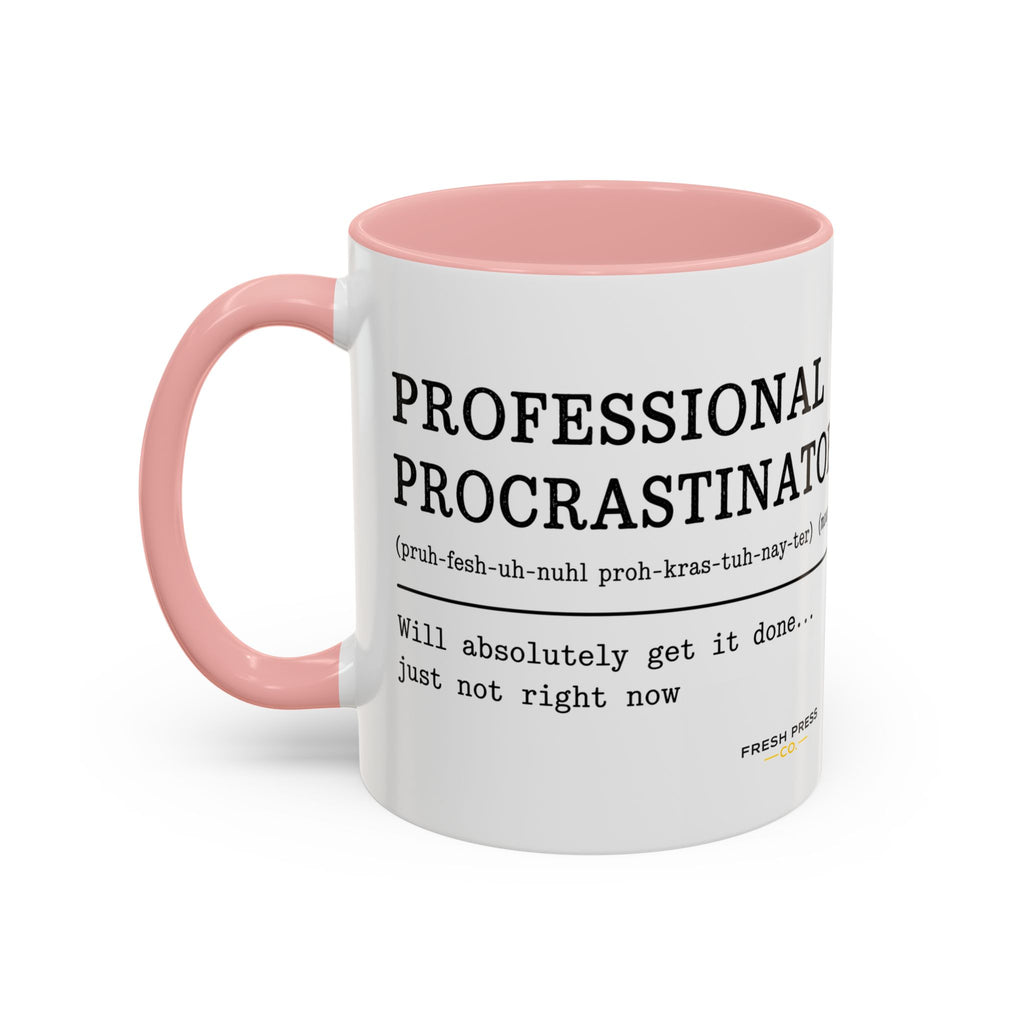 "Professional Procrastinator" Accent Coffee Mug — Funny Student Gift (11/15oz)