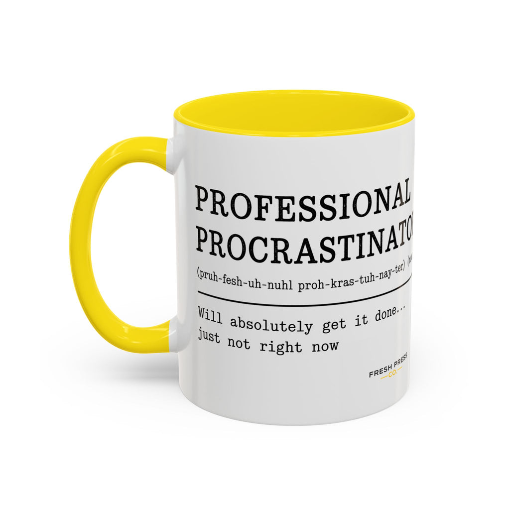 "Professional Procrastinator" Accent Coffee Mug — Funny Student Gift (11/15oz)