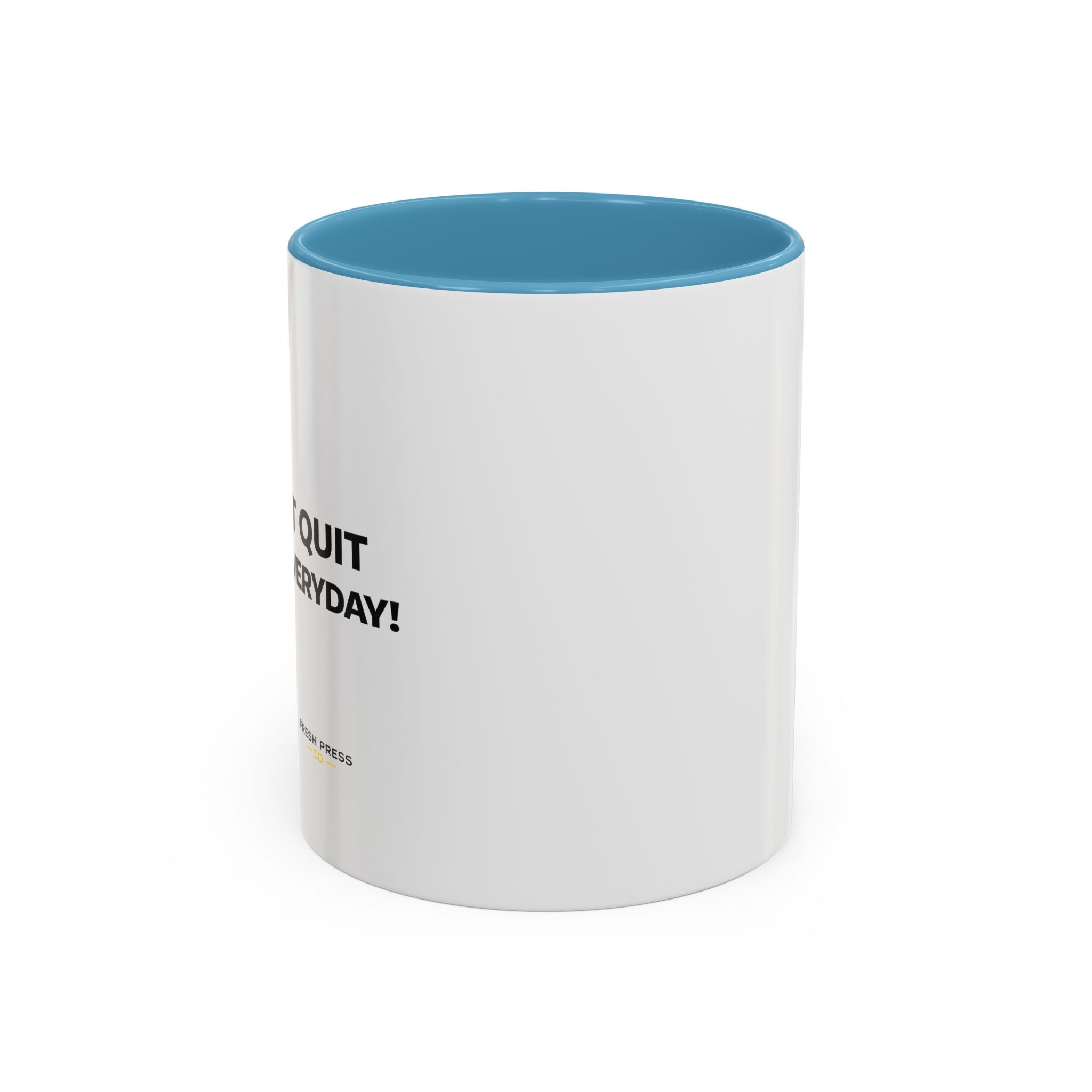 "I almost quit this job everyday" Espresso Mug — Funny Coffee Emoji Accent Mug (11/15 oz)