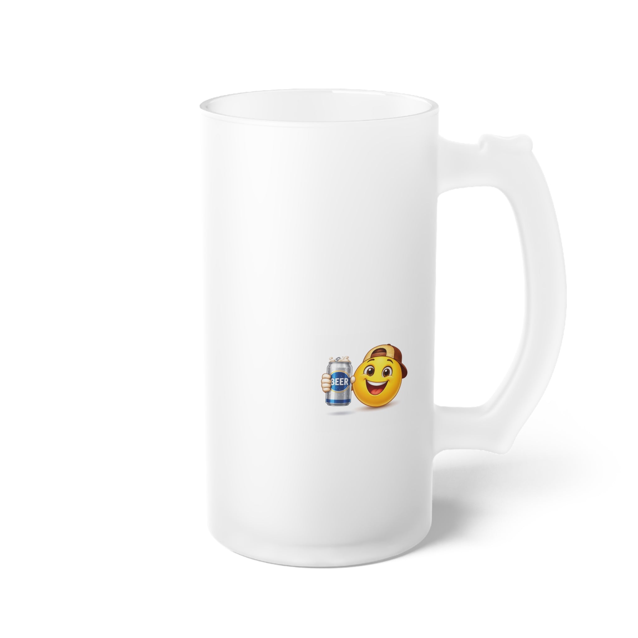 "I'm Addicted" Frosted Glass Beer Mug — 'Aged to Perfection' Script Beer Stein with Cheerful Emoji Accent