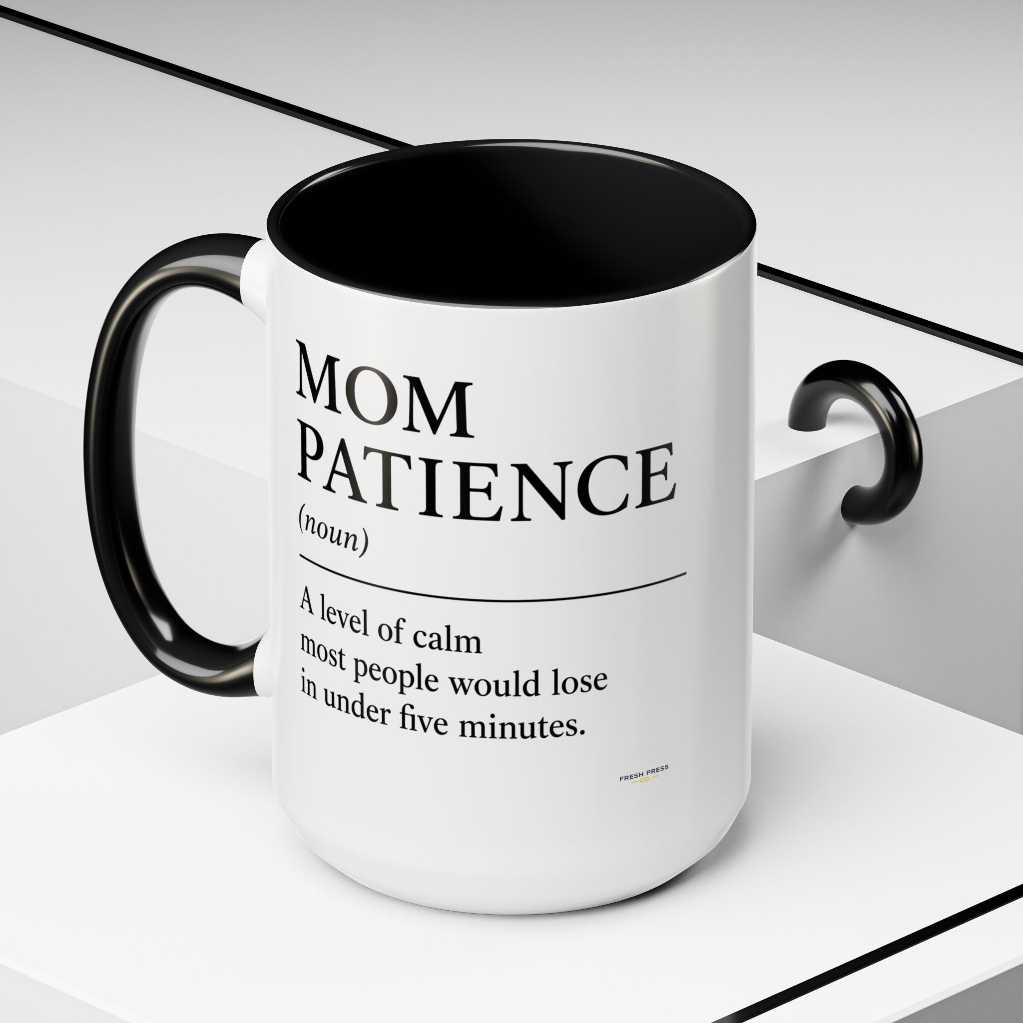 Stay Pressed Coffee Mug — Funny Espresso Emoji Accent Ceramic Mug (11/15oz)