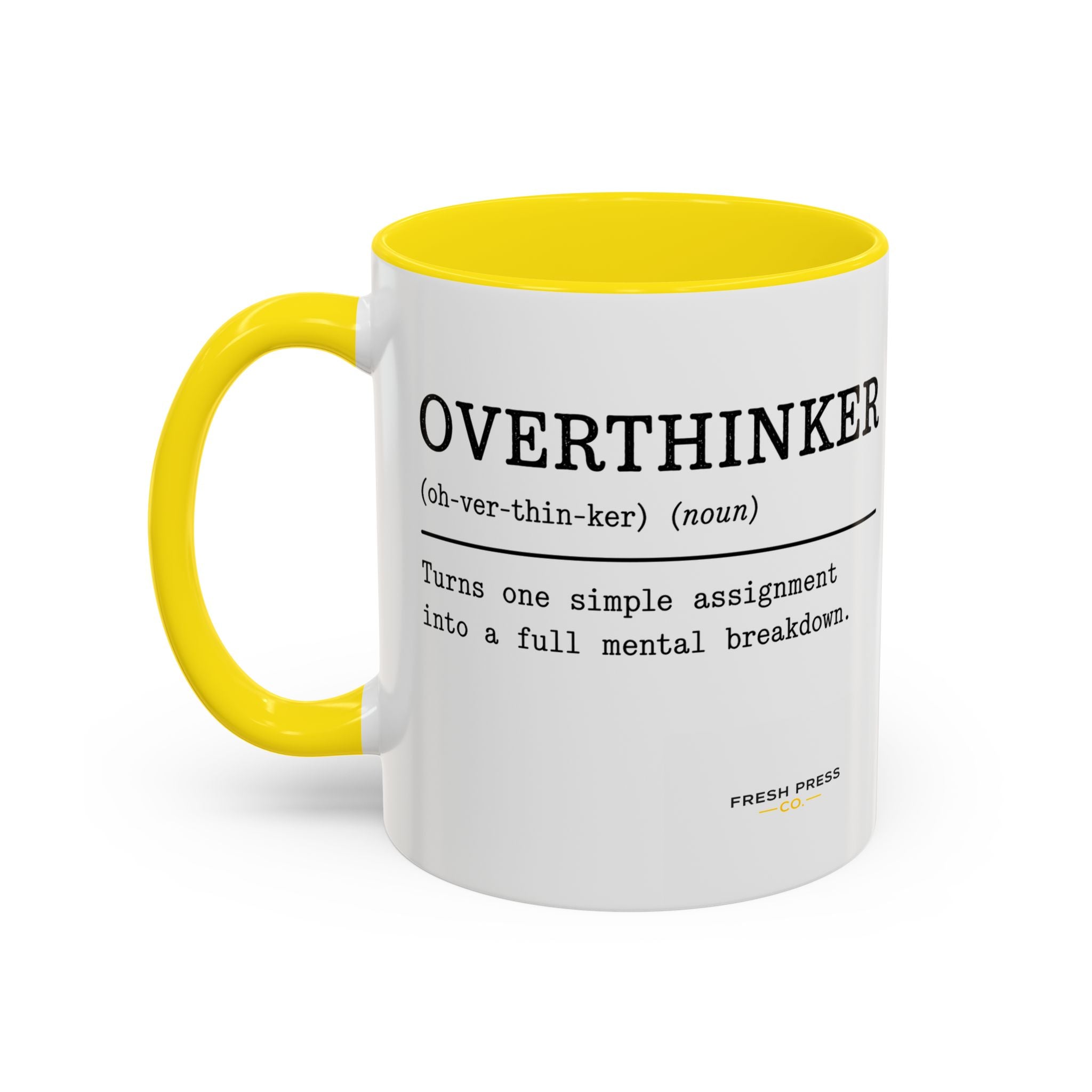 "Overthinker" Coffee Mug — Funny Accent Mug (11/15 oz)