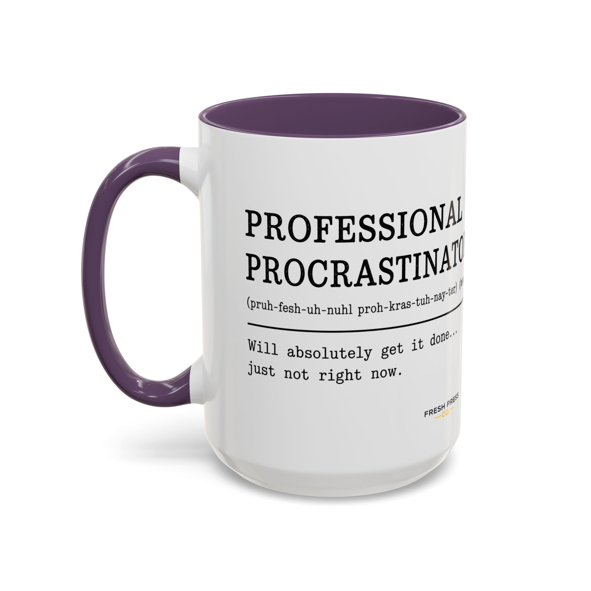 "Professional Procrastinator" Accent Coffee Mug — Funny Student Gift (11/15oz)