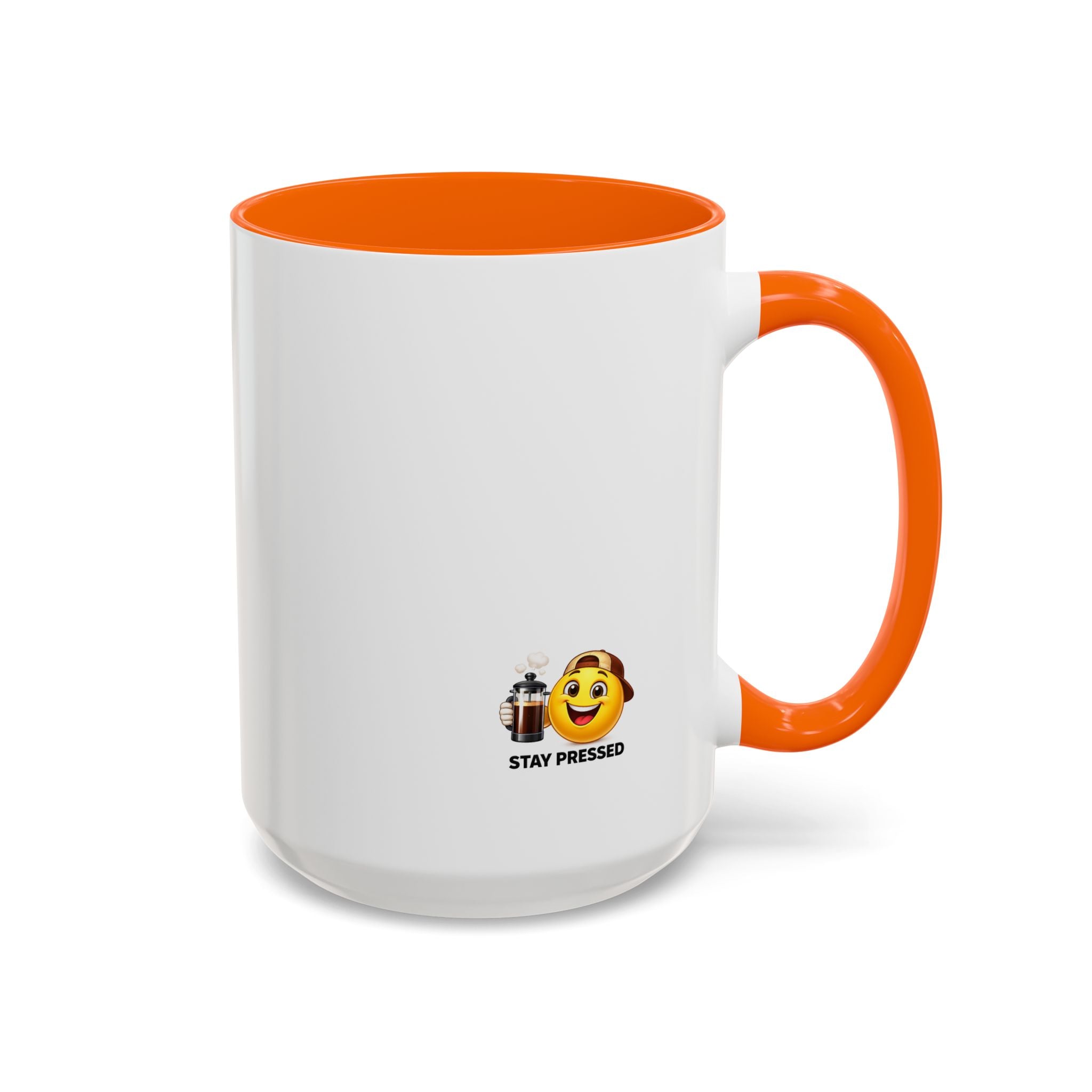 Stay Pressed Coffee Mug — Funny Espresso Emoji Accent Ceramic Mug (11/15oz)
