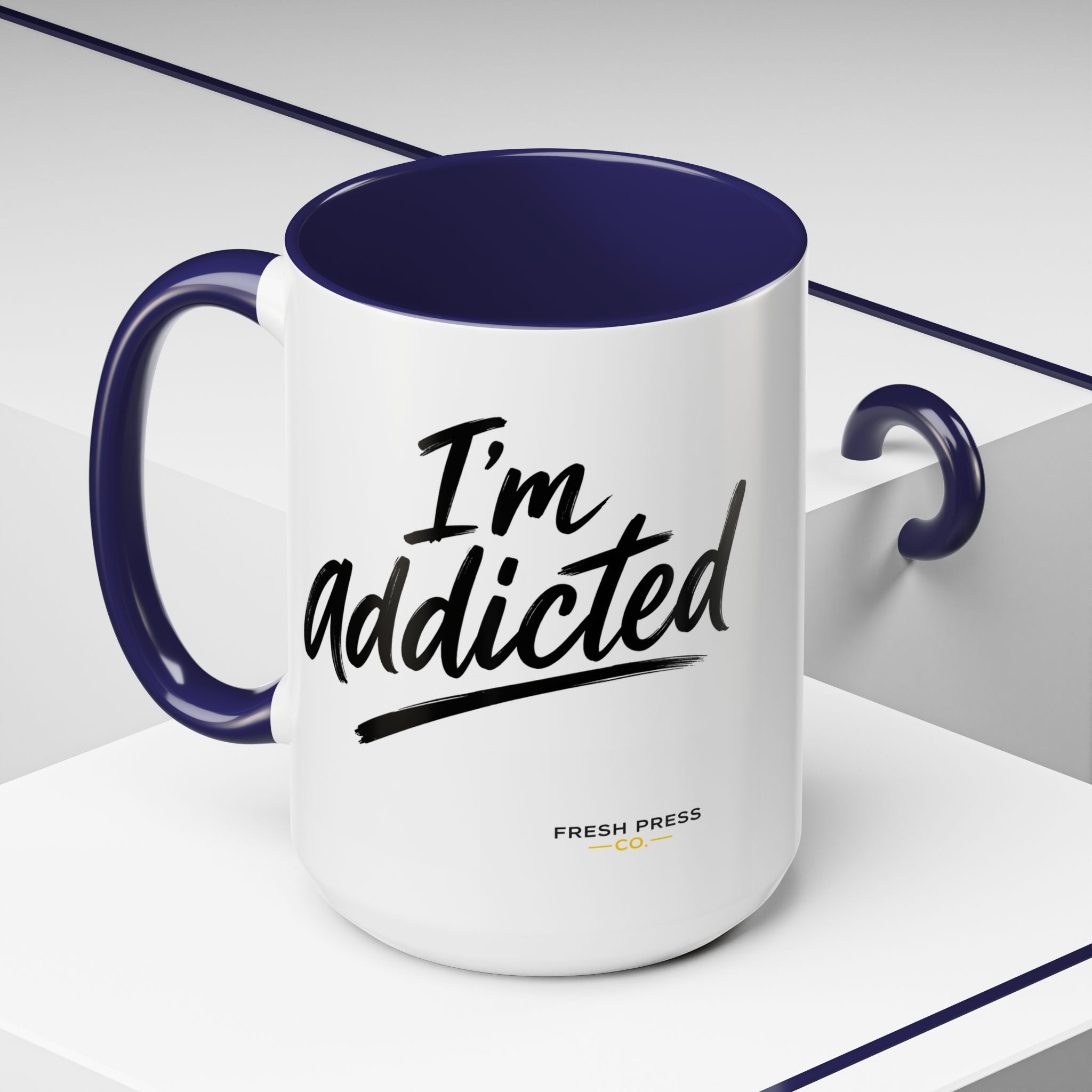 "Im Addicted" Coffee Mug – Funny Emoji Espresso Cup (11/15oz)