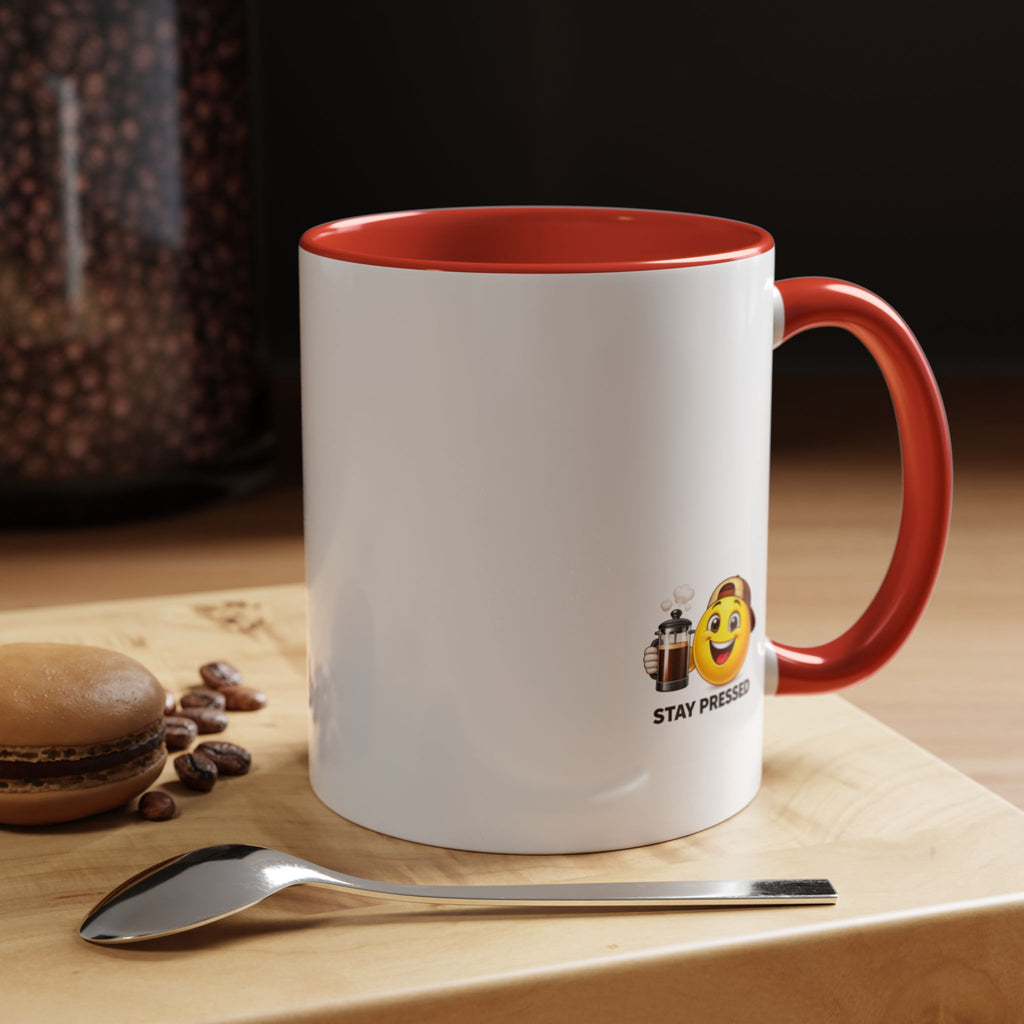 "I almost quit this job everyday" Espresso Mug — Funny Coffee Emoji Accent Mug (11/15 oz)