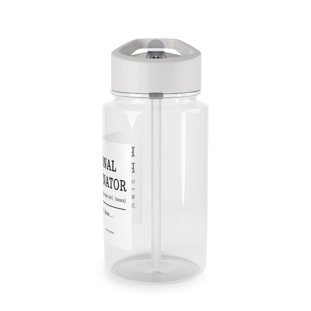 “Professional Procrastinator” Clear Tritan Bottle with Straw (Funny Desk Gift)