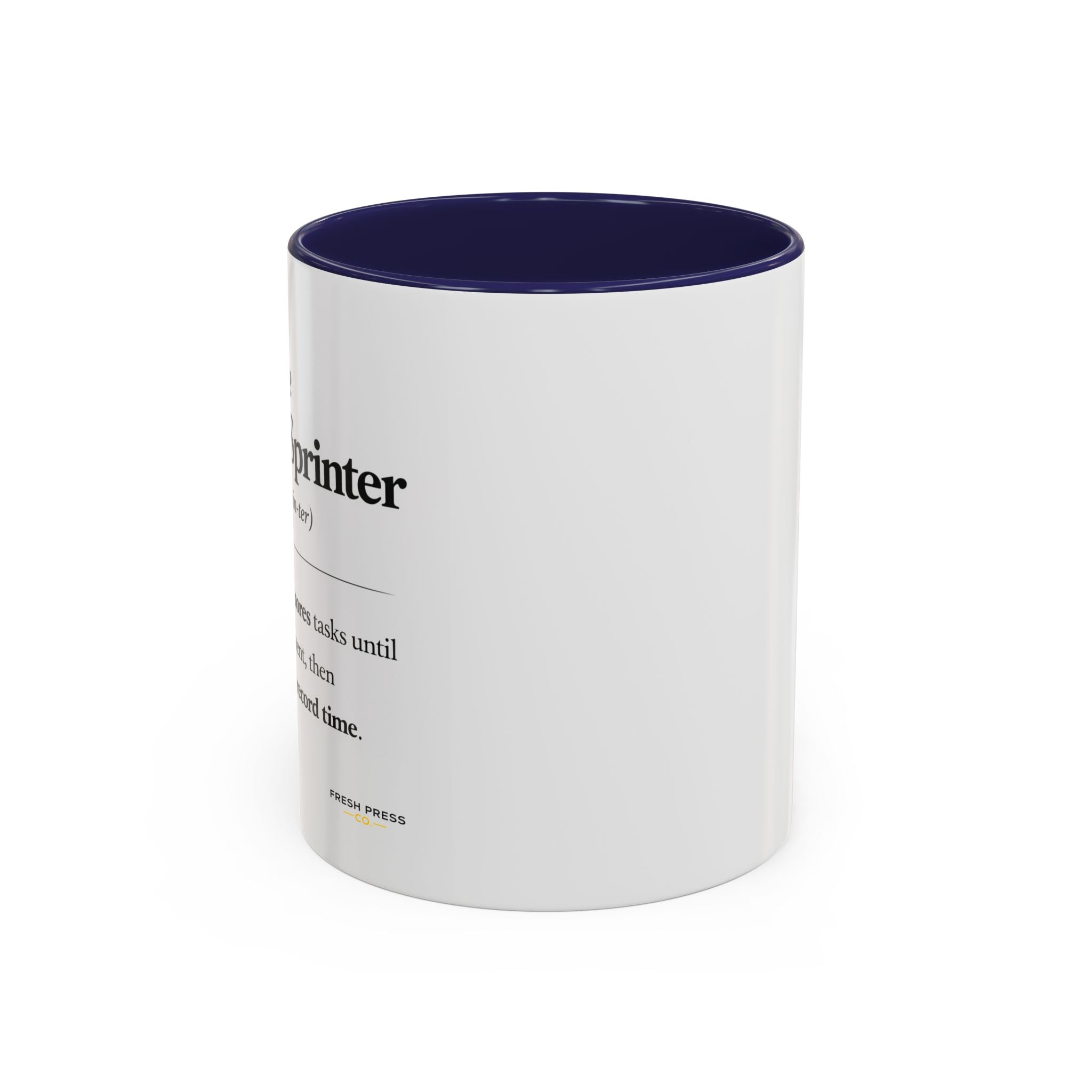 "The Deadline Sprinter" Coffee Mug — Funny Espresso Barista Accent Mug (11/15oz)