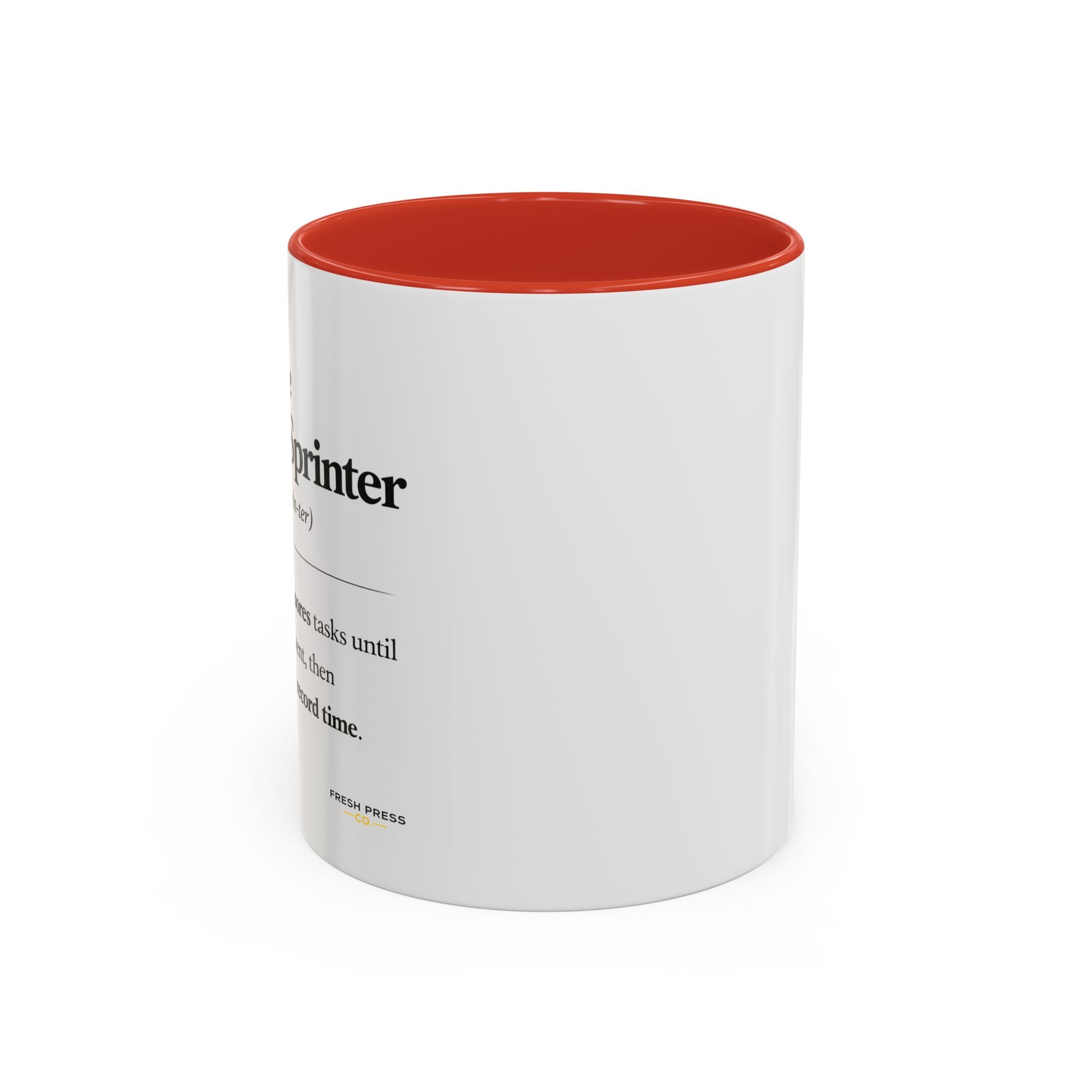 "The Deadline Sprinter" Coffee Mug — Funny Espresso Barista Accent Mug (11/15oz)
