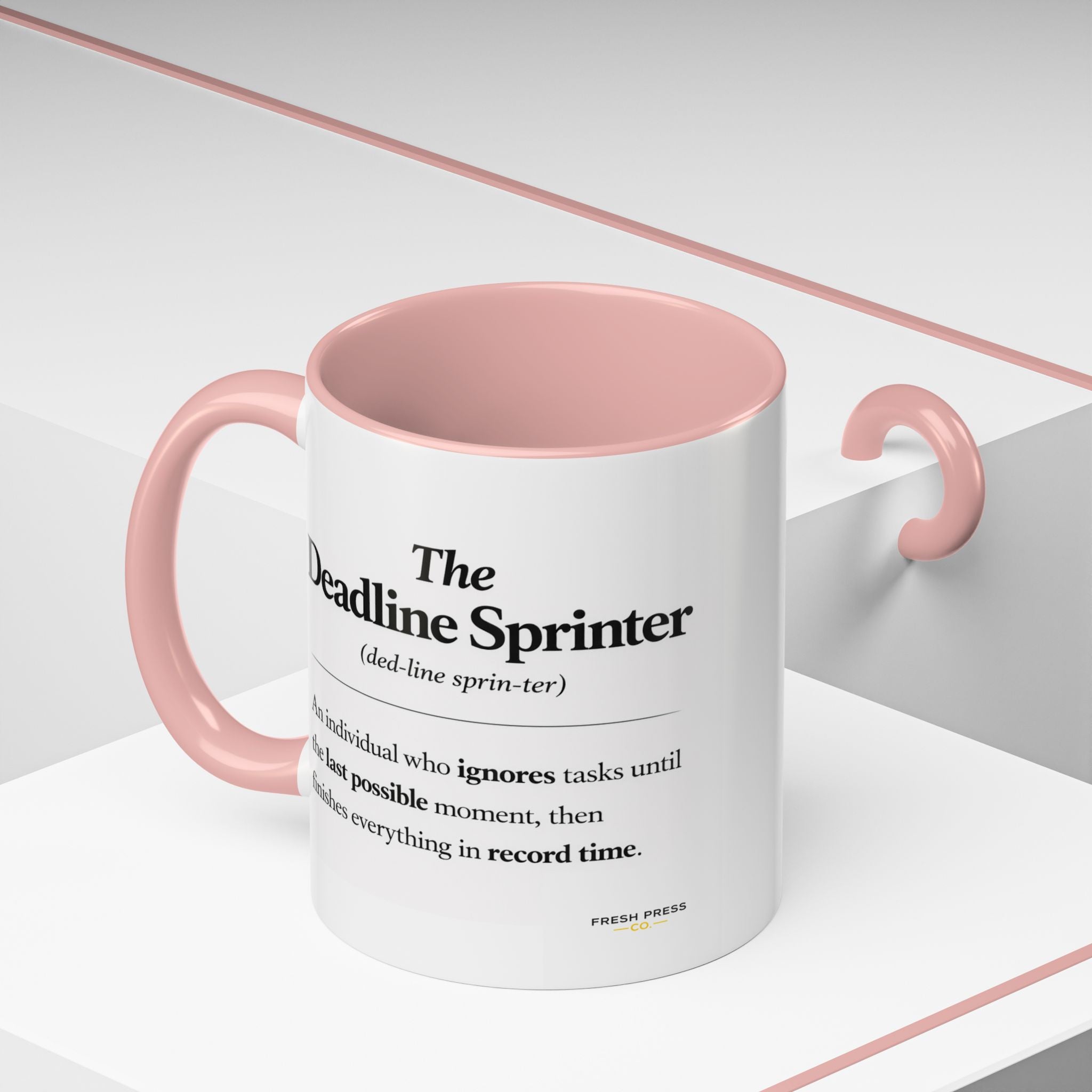 "The Deadline Sprinter" Coffee Mug — Funny Espresso Barista Accent Mug (11/15oz)