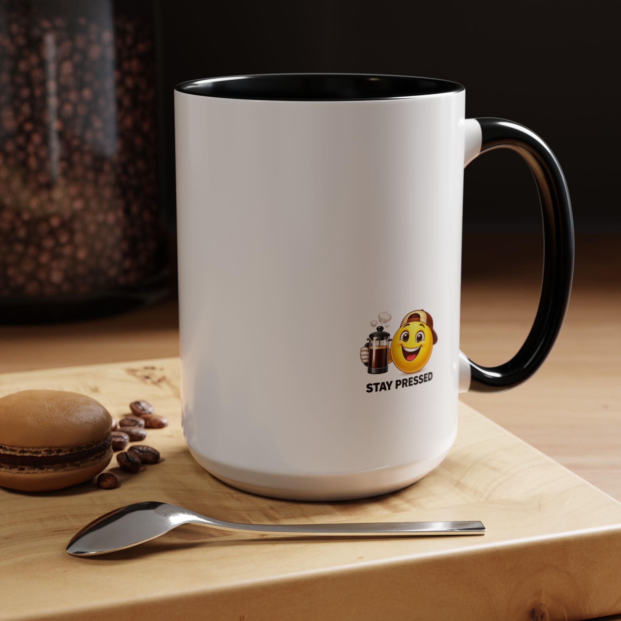"I almost quit this job everyday" Espresso Mug — Funny Coffee Emoji Accent Mug (11/15 oz)