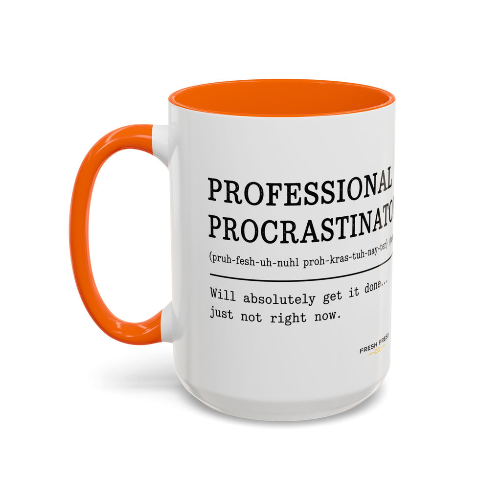 "Professional Procrastinator" Accent Coffee Mug — Funny Student Gift (11/15oz)
