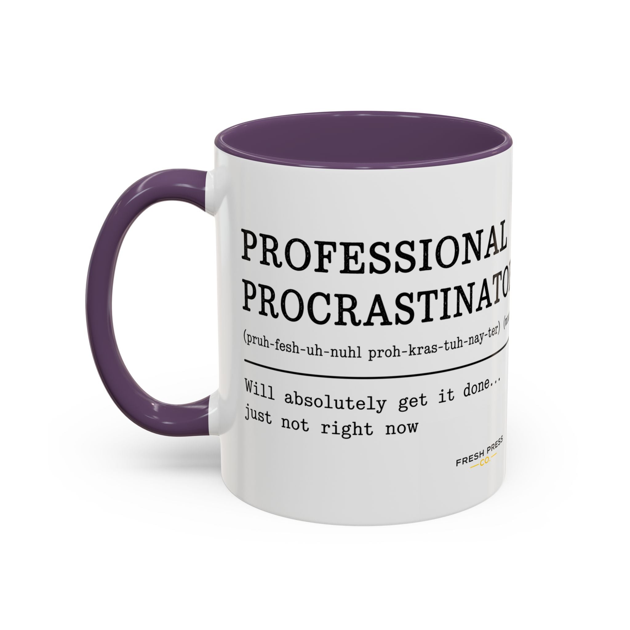 "Professional Procrastinator" Accent Coffee Mug — Funny Student Gift (11/15oz)