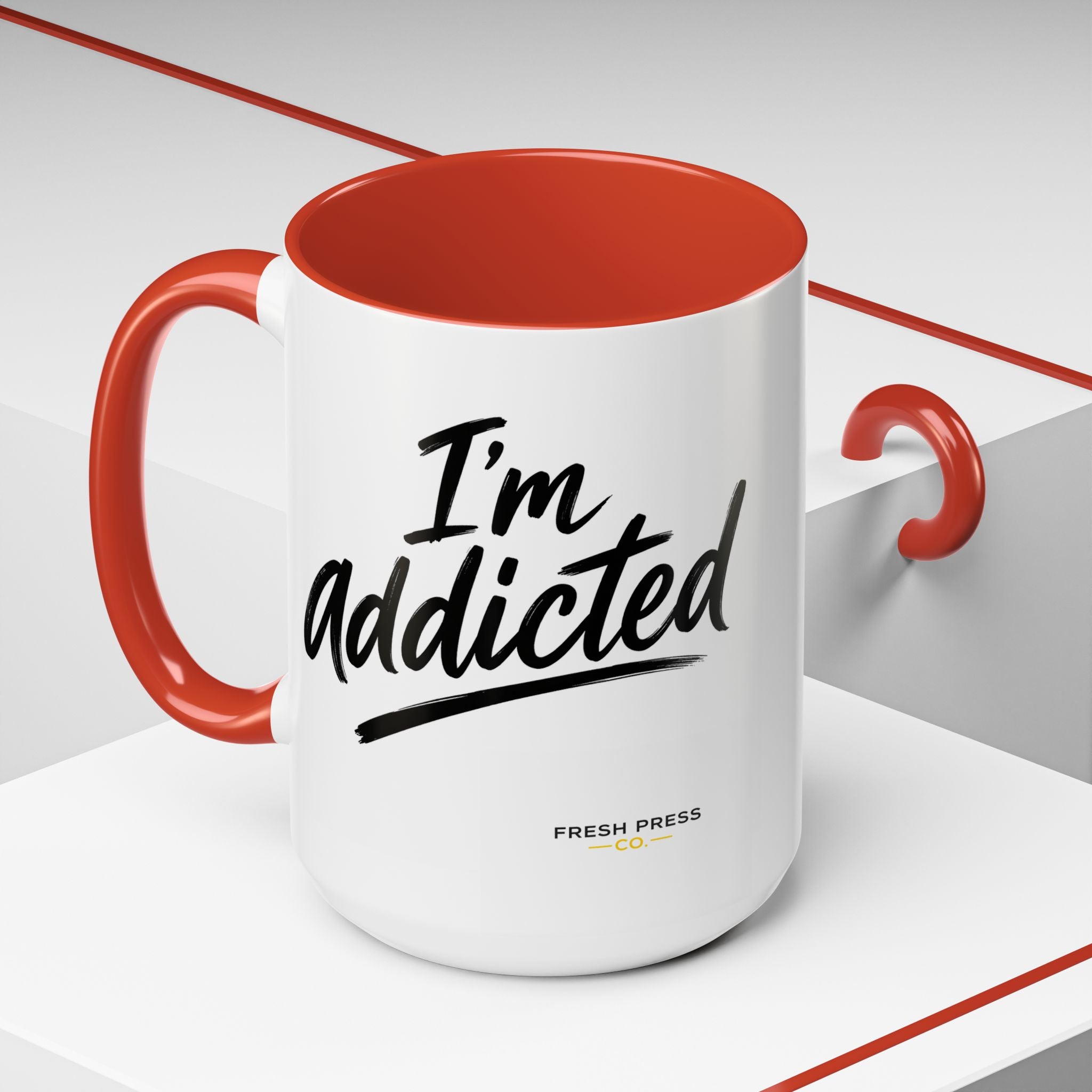 "Im Addicted" Coffee Mug – Funny Emoji Espresso Cup (11/15oz)