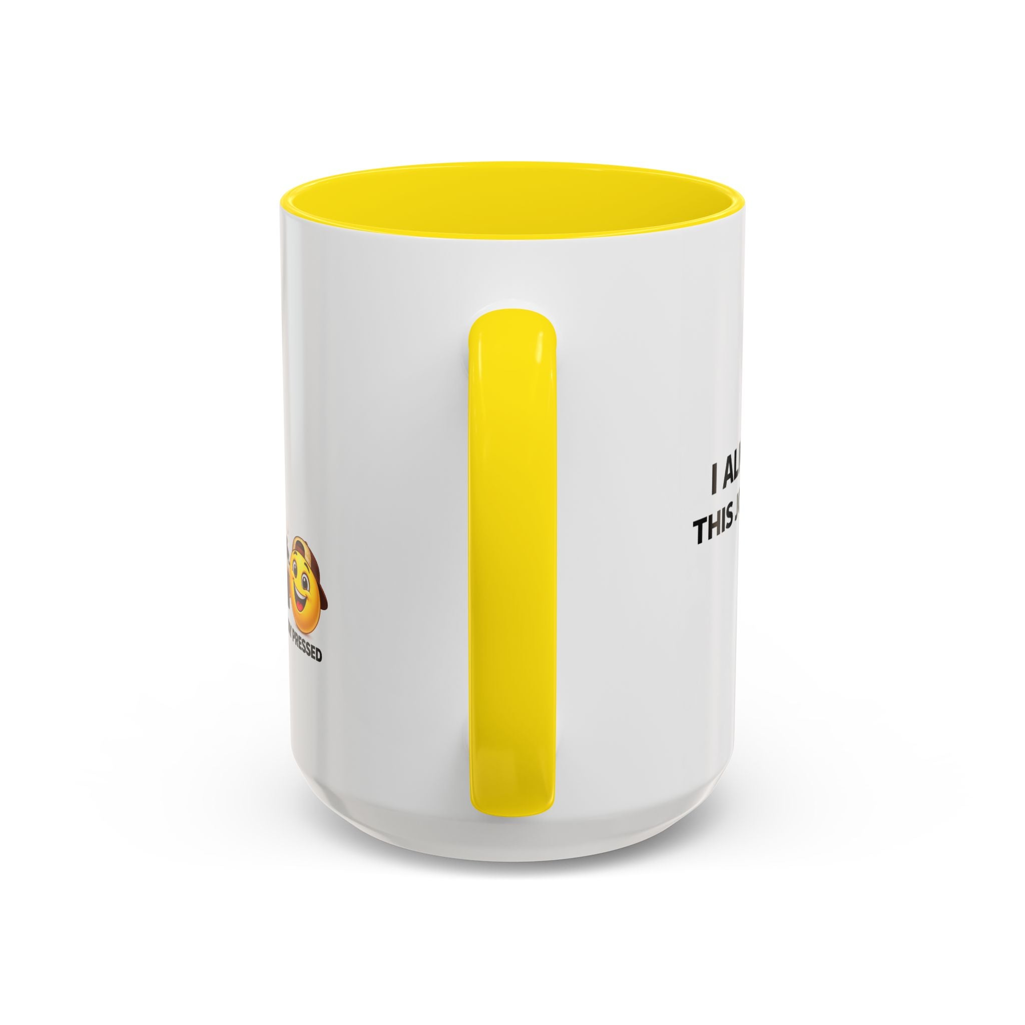 "I almost quit this job everyday" Espresso Mug — Funny Coffee Emoji Accent Mug (11/15 oz)