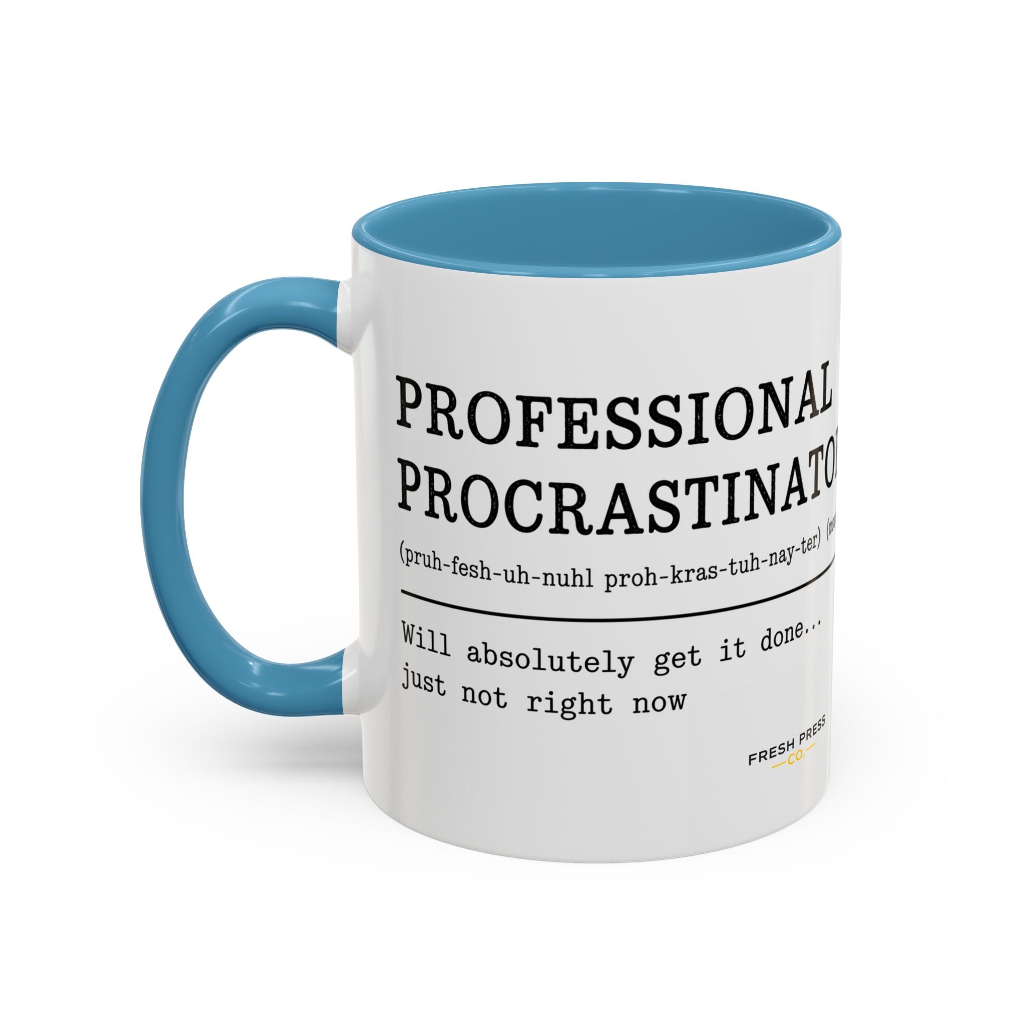 "Professional Procrastinator" Accent Coffee Mug — Funny Student Gift (11/15oz)