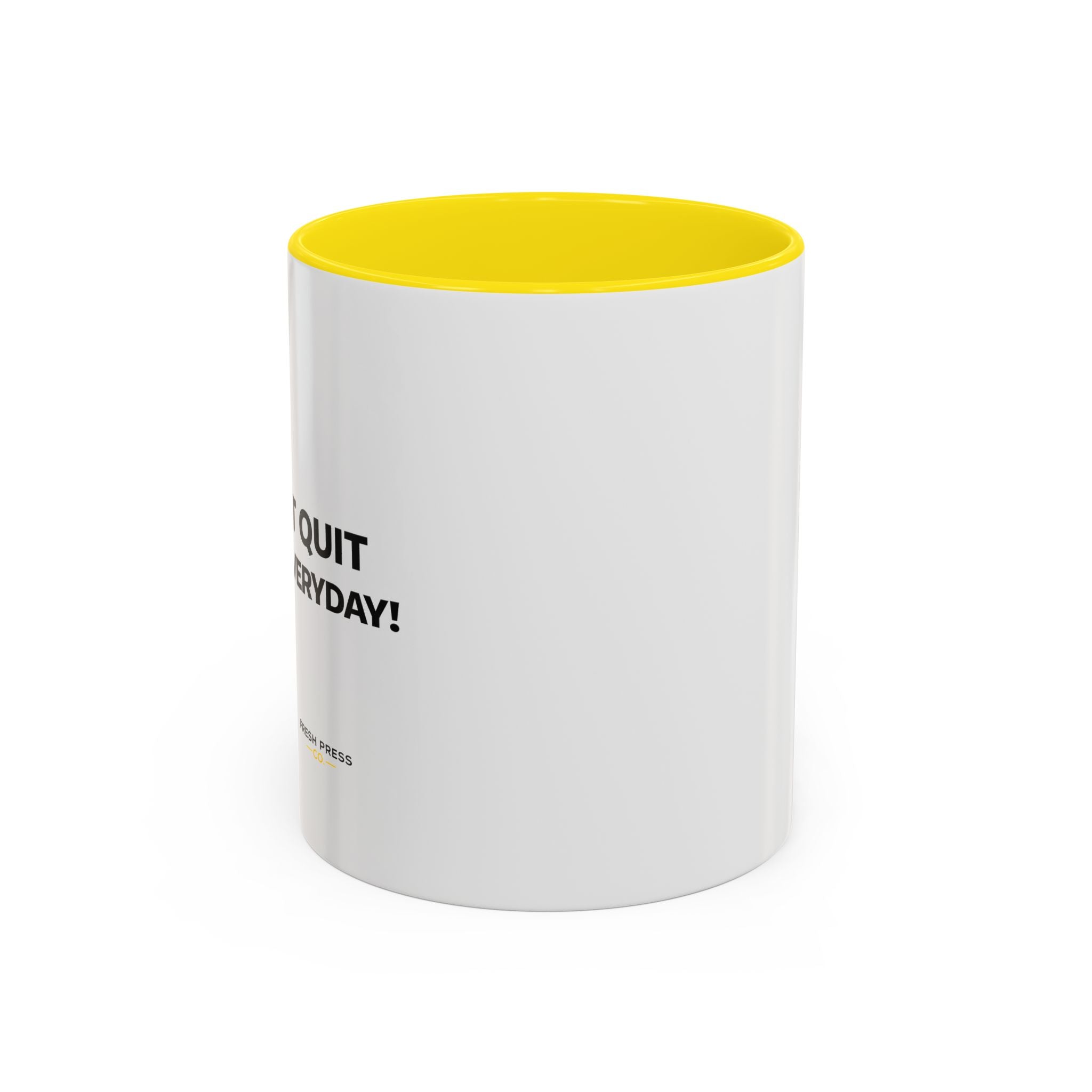 "I almost quit this job everyday" Espresso Mug — Funny Coffee Emoji Accent Mug (11/15 oz)