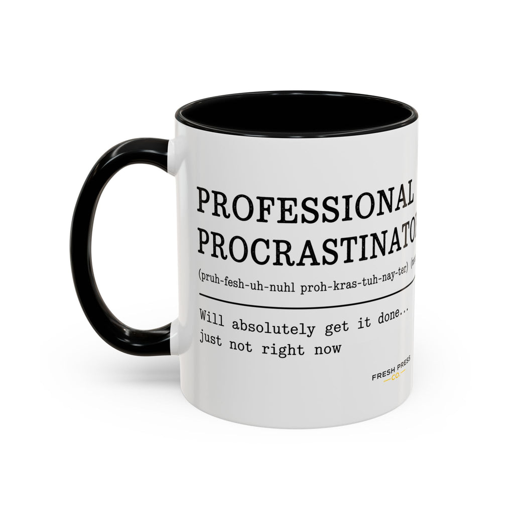 "Professional Procrastinator" Accent Coffee Mug — Funny Student Gift (11/15oz)