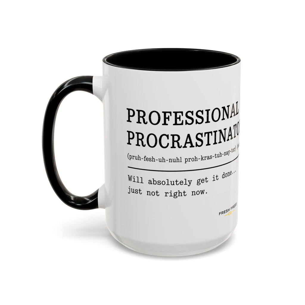 "Professional Procrastinator" Accent Coffee Mug — Funny Student Gift (11/15oz)