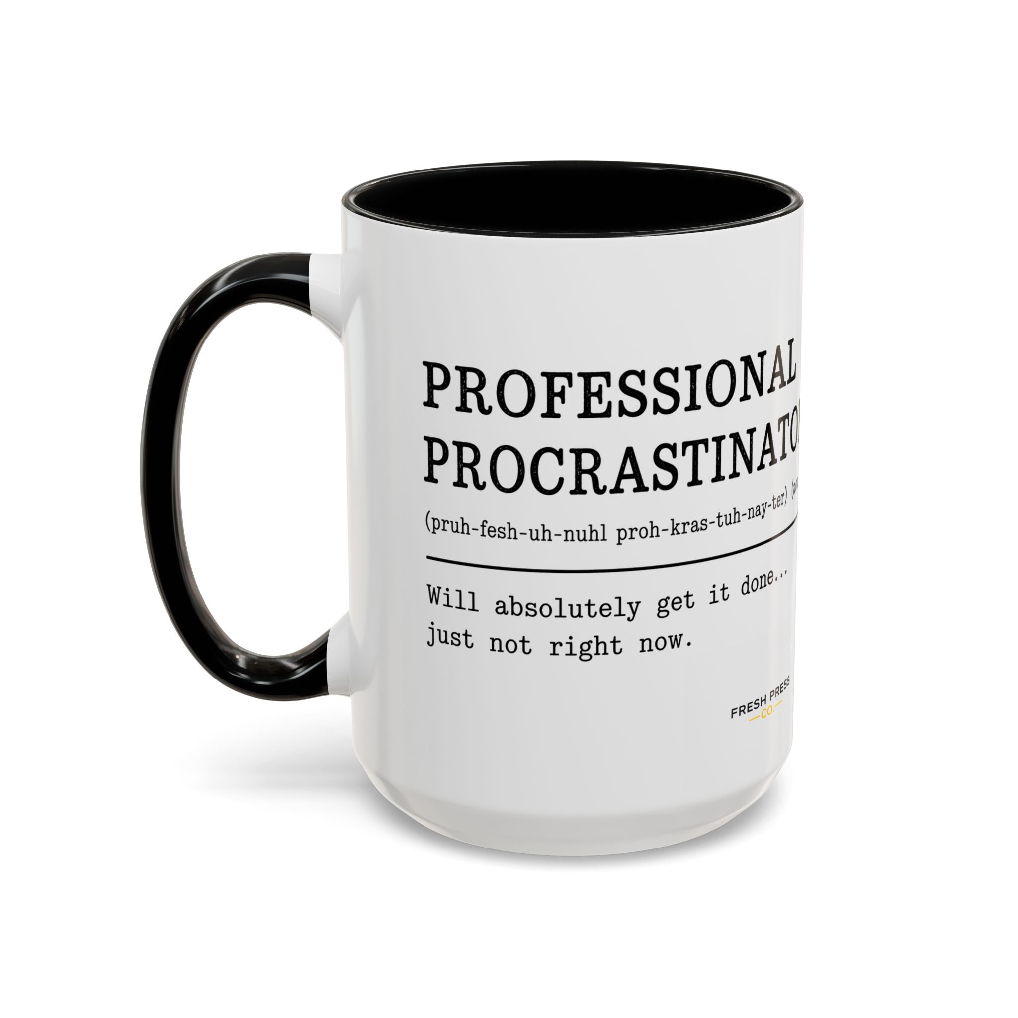 "Professional Procrastinator" Accent Coffee Mug — Funny Student Gift (11/15oz)