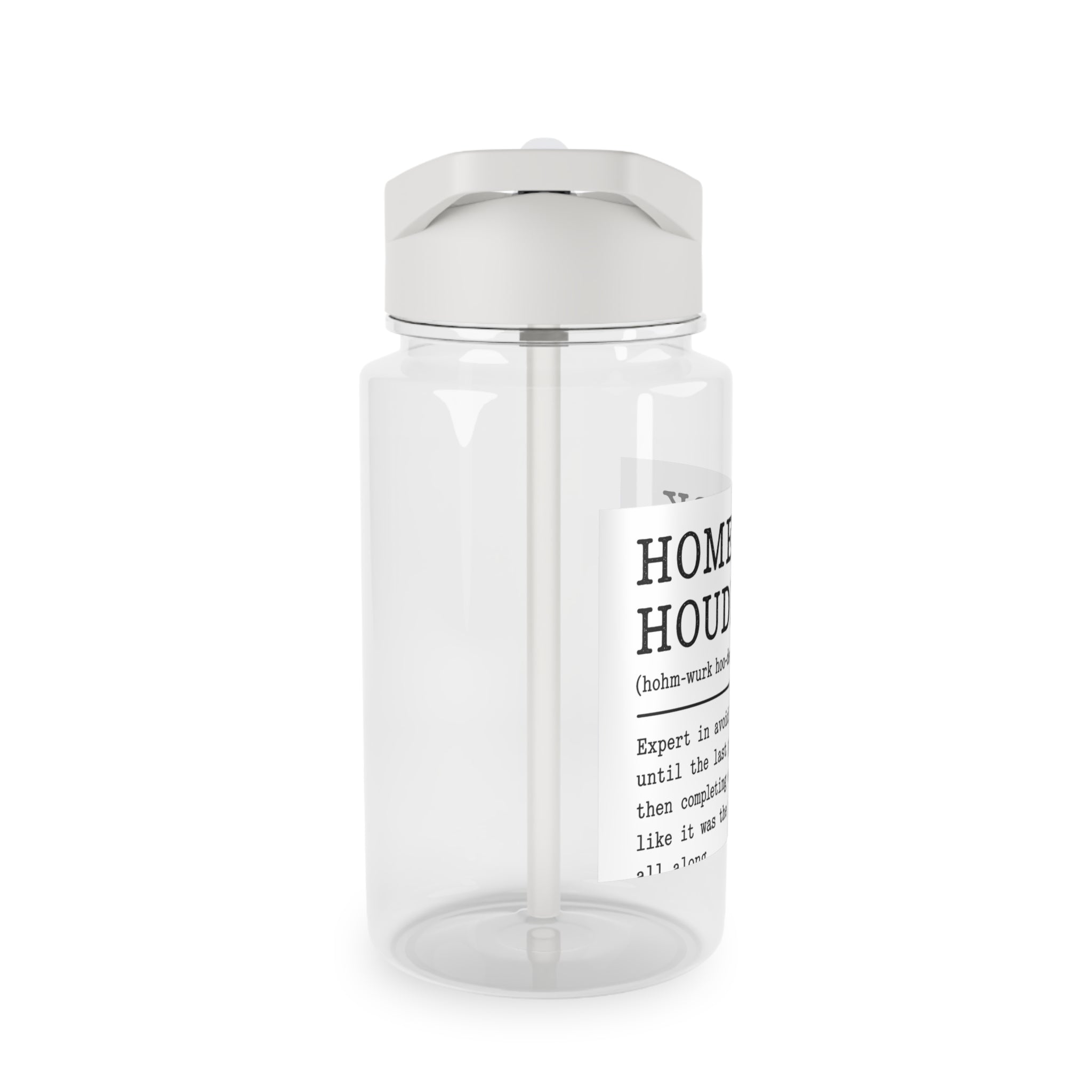 "Homework Houdini" Tritan Water Bottle – Funny Student Definition Bottle with Straw Lid